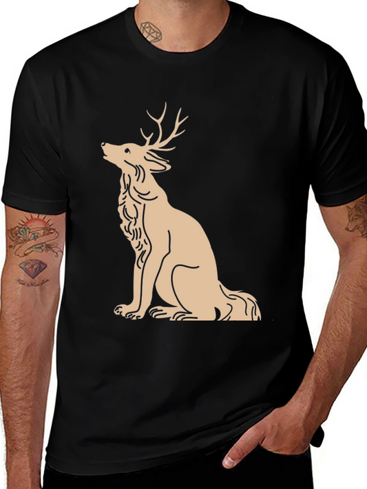 Black T-Shirt with Stag Design