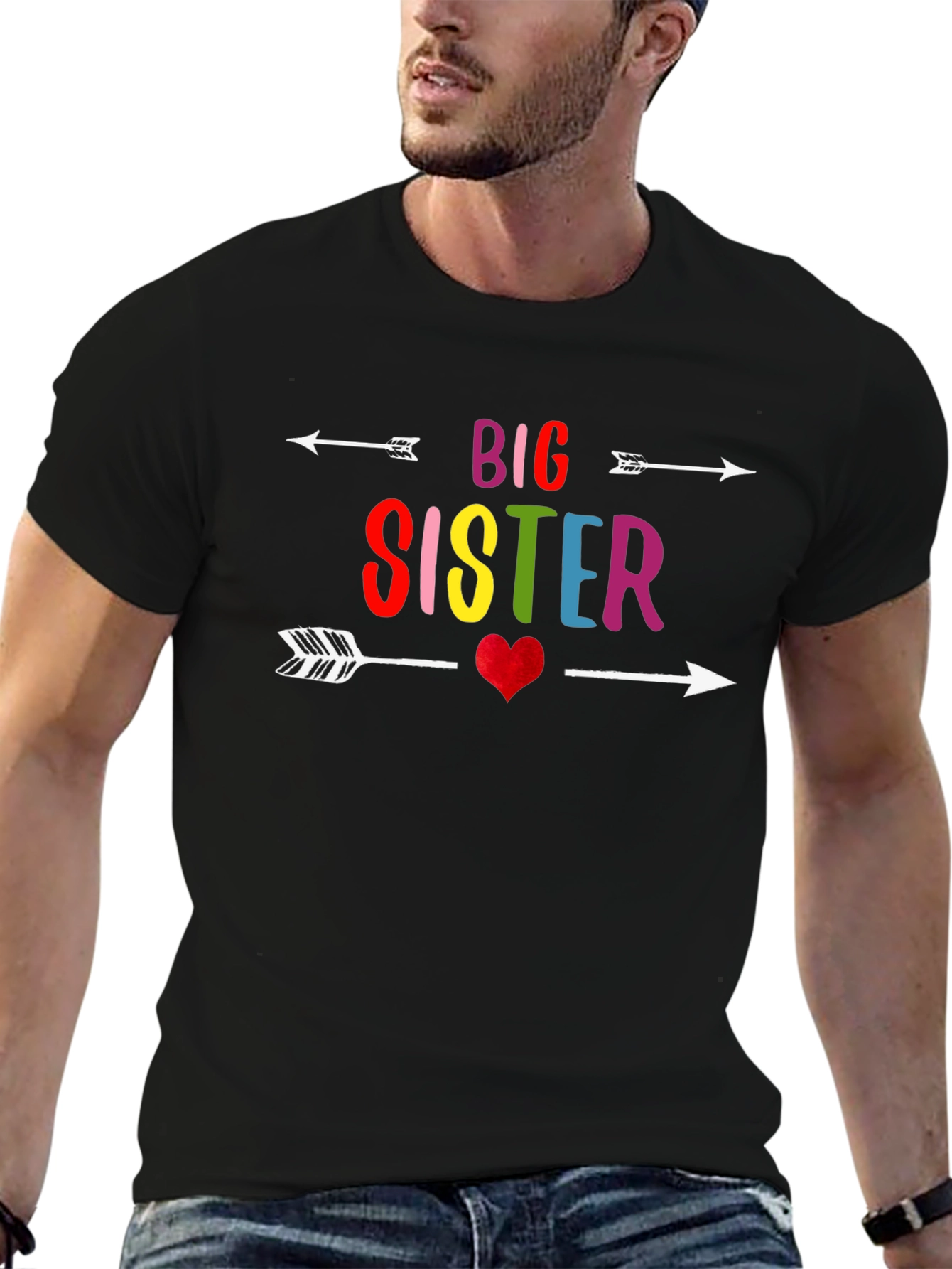 Big Sister Arrow Heart Graphic T-Shirt