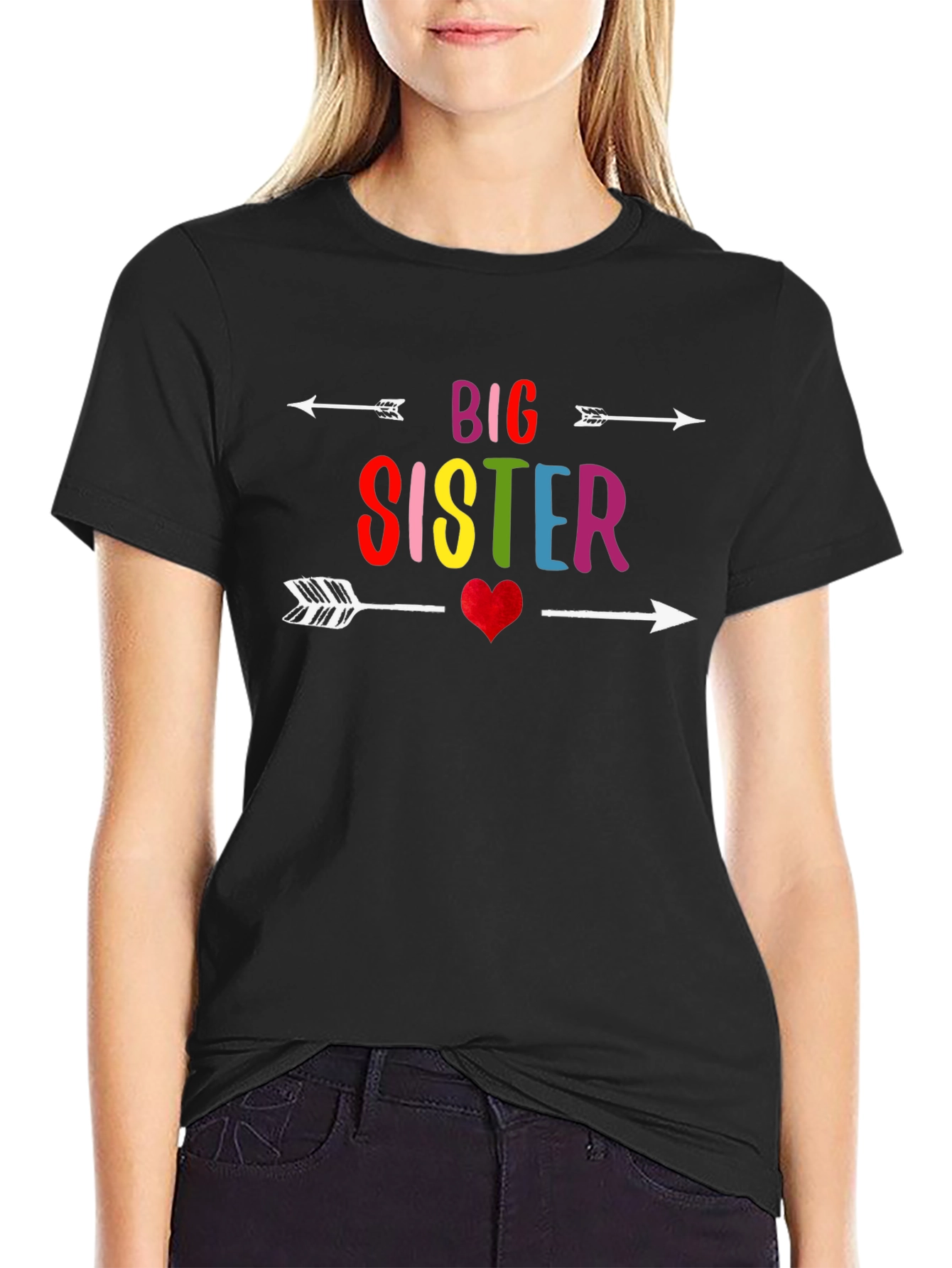 Big Sister Arrow Heart Graphic T-Shirt