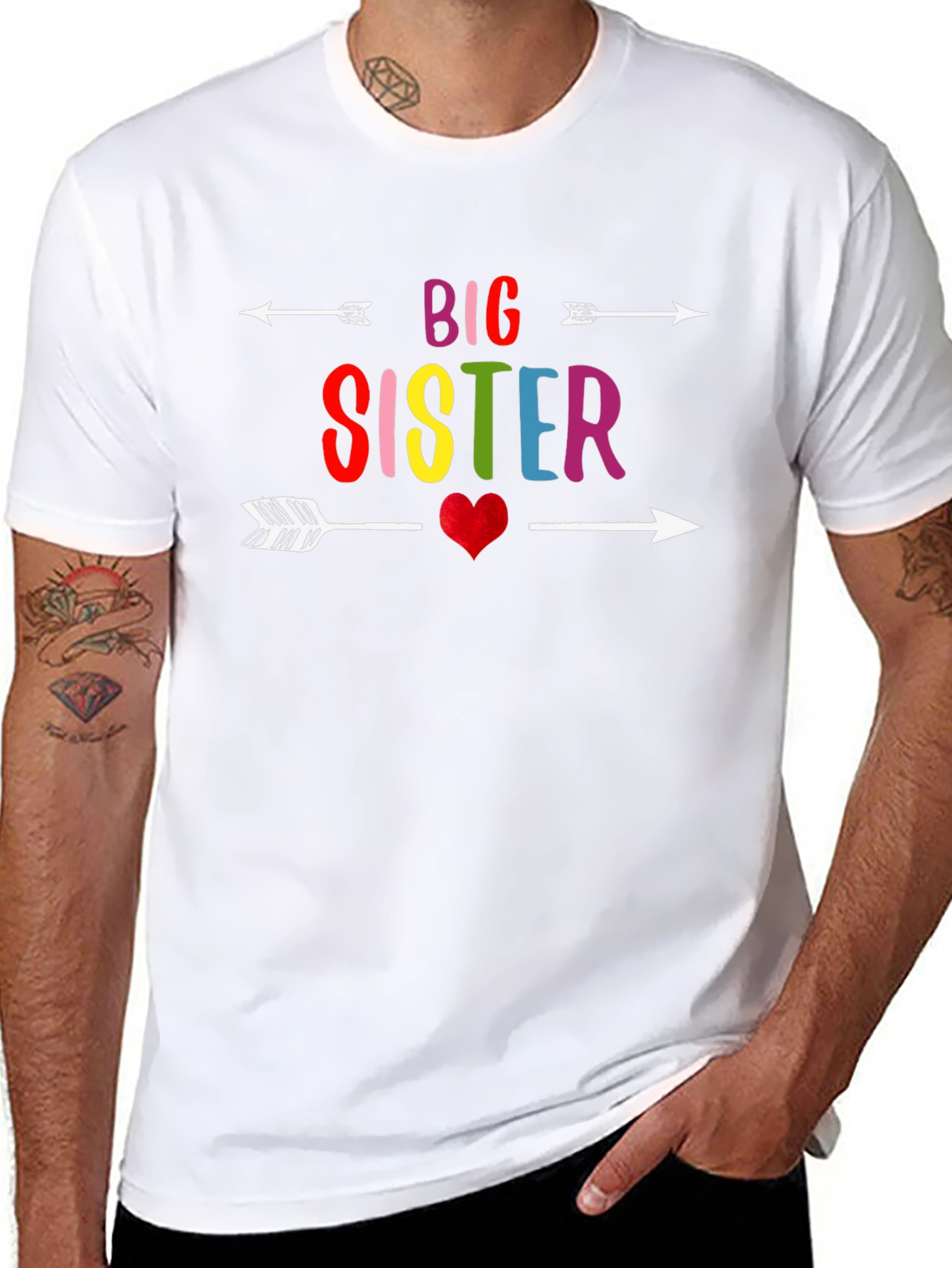 Big Sister Arrow Heart Graphic T-Shirt