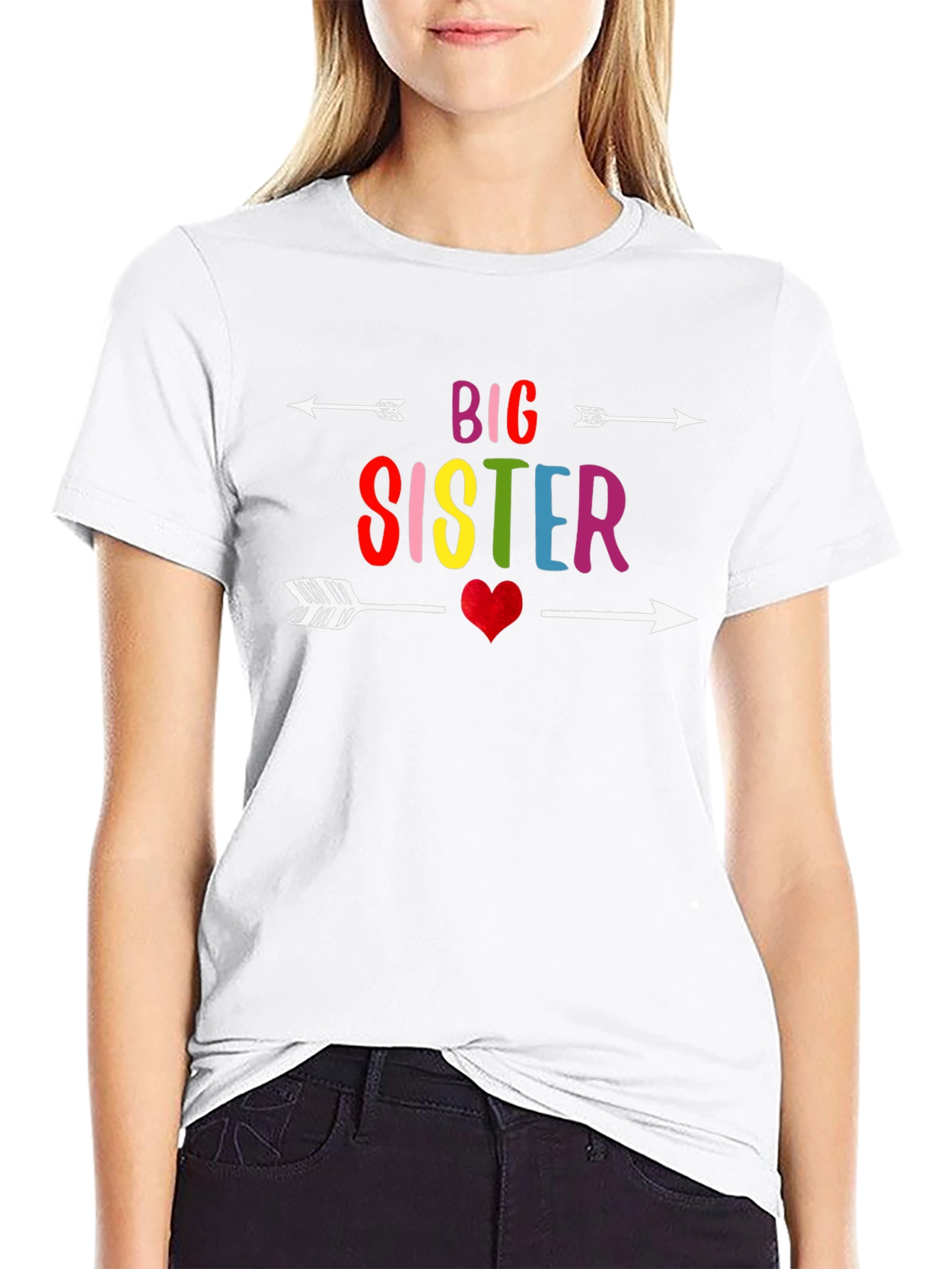 Big Sister Arrow Heart Graphic T-Shirt