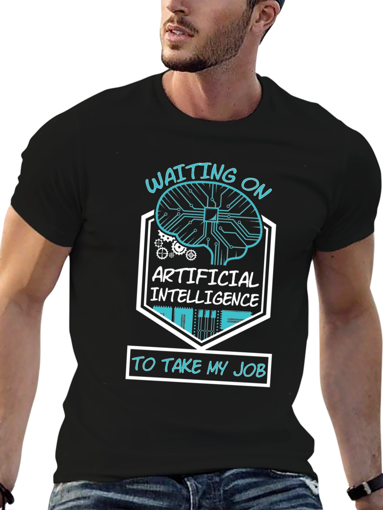 AI Humor T-Shirt - Waiting on Artificial Intelligence
