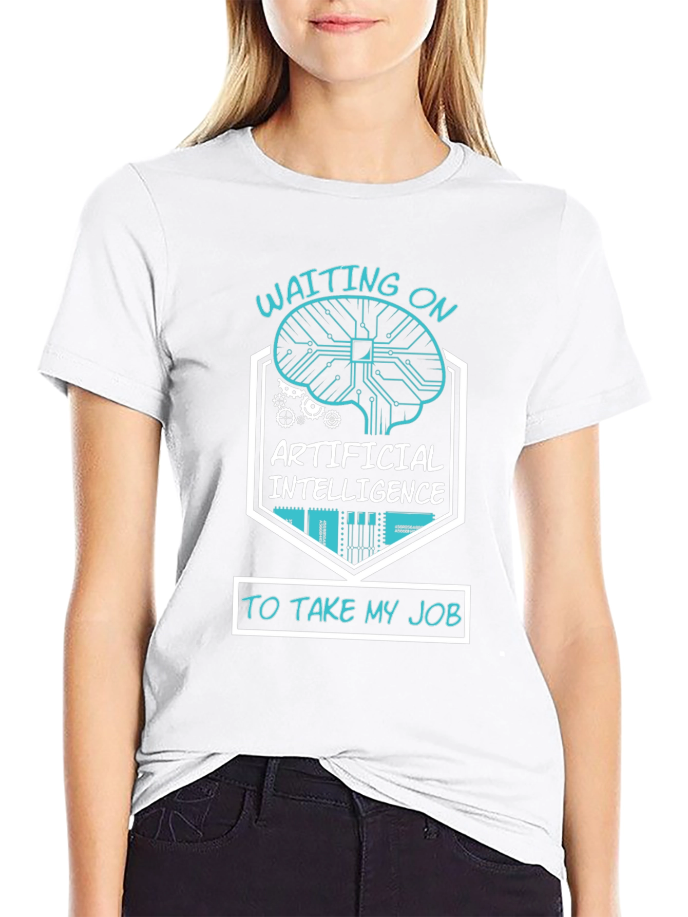 AI Humor T-Shirt - Waiting on Artificial Intelligence
