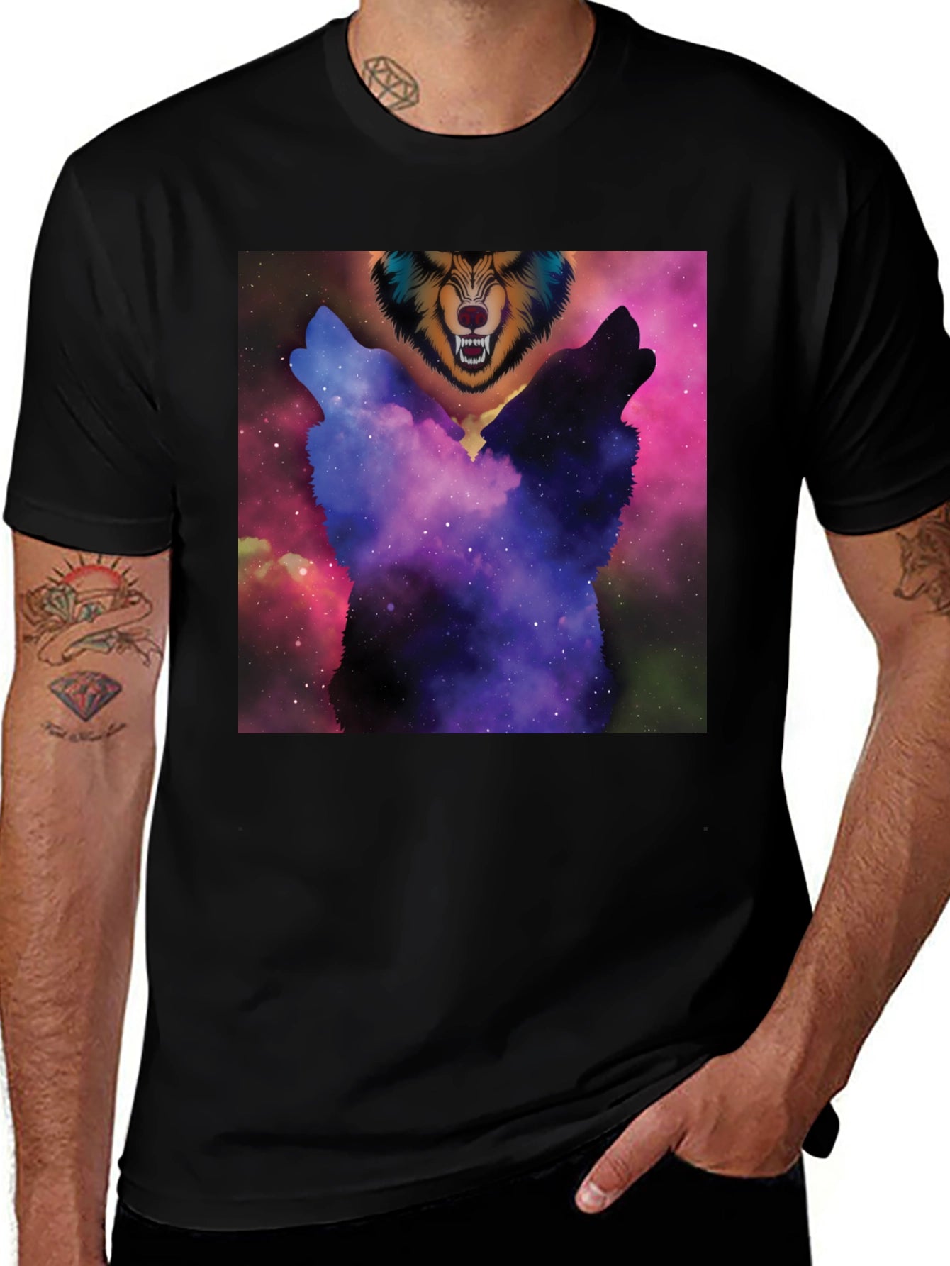 Cosmic Wolf Pack T-Shirt - Unique Graphic Tee
