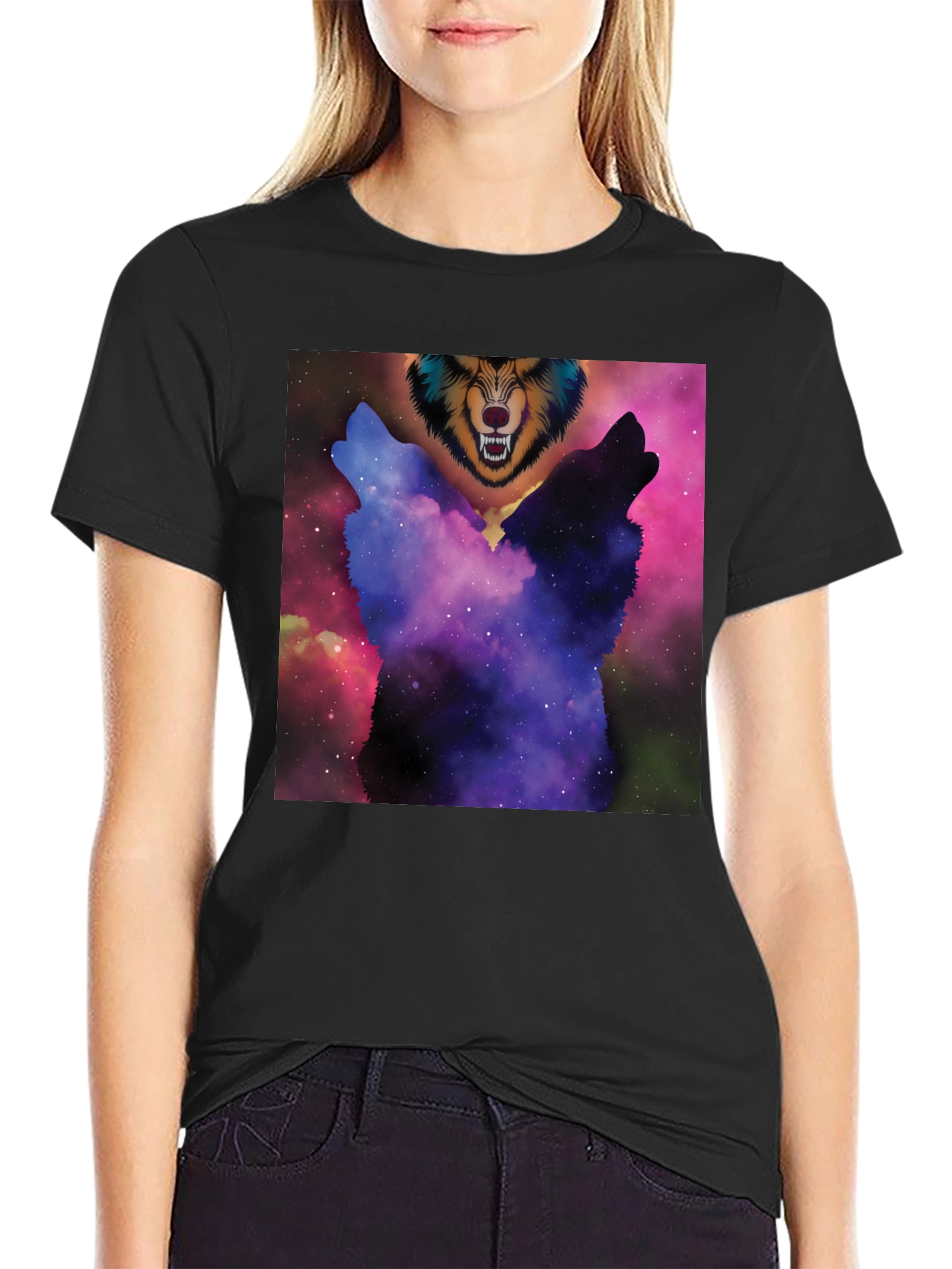 Cosmic Wolf Pack T-Shirt - Unique Graphic Tee