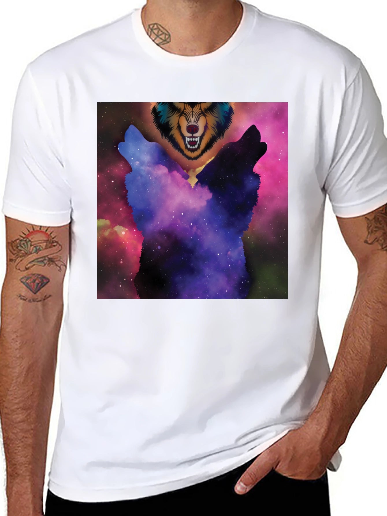 Cosmic Wolf Pack T-Shirt - Unique Graphic Tee