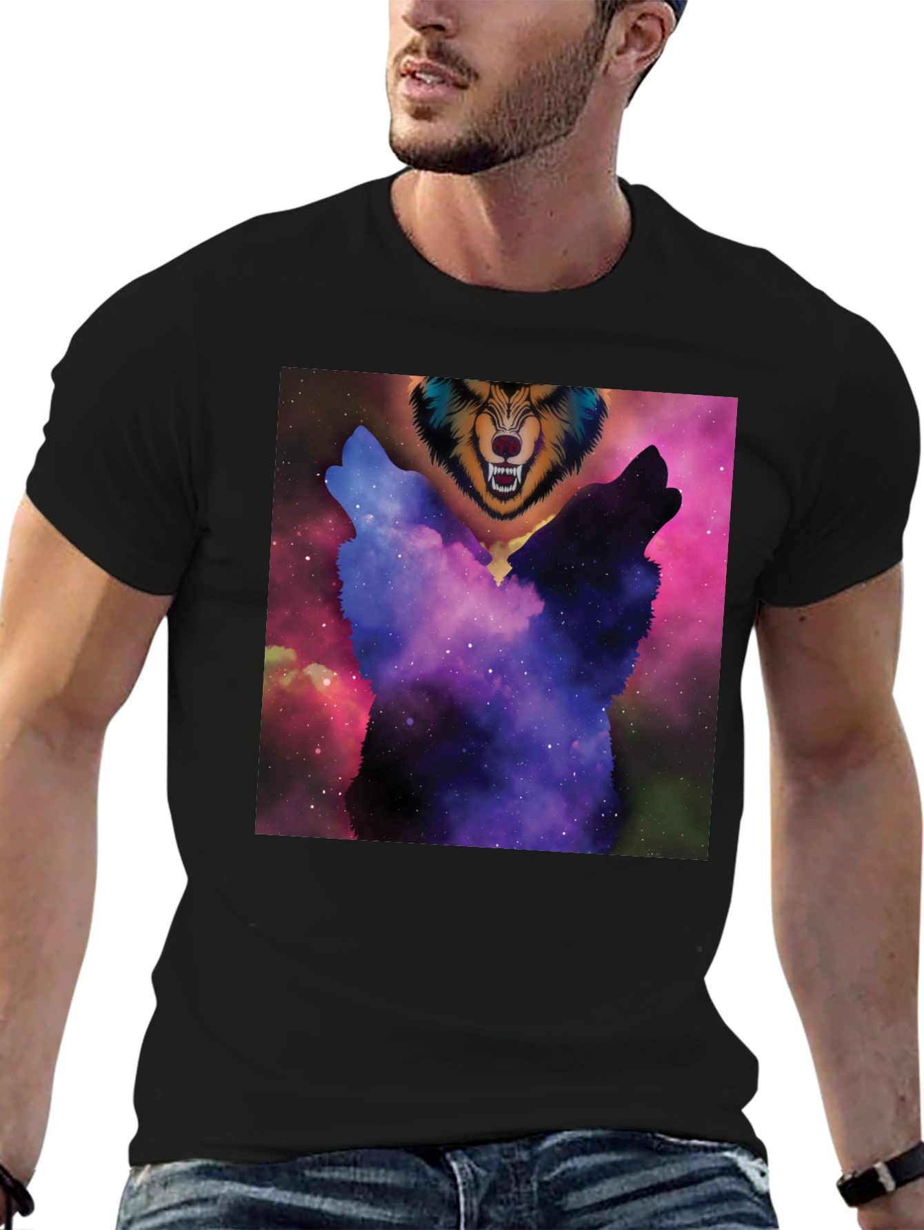 Cosmic Wolf Pack T-Shirt - Unique Graphic Tee
