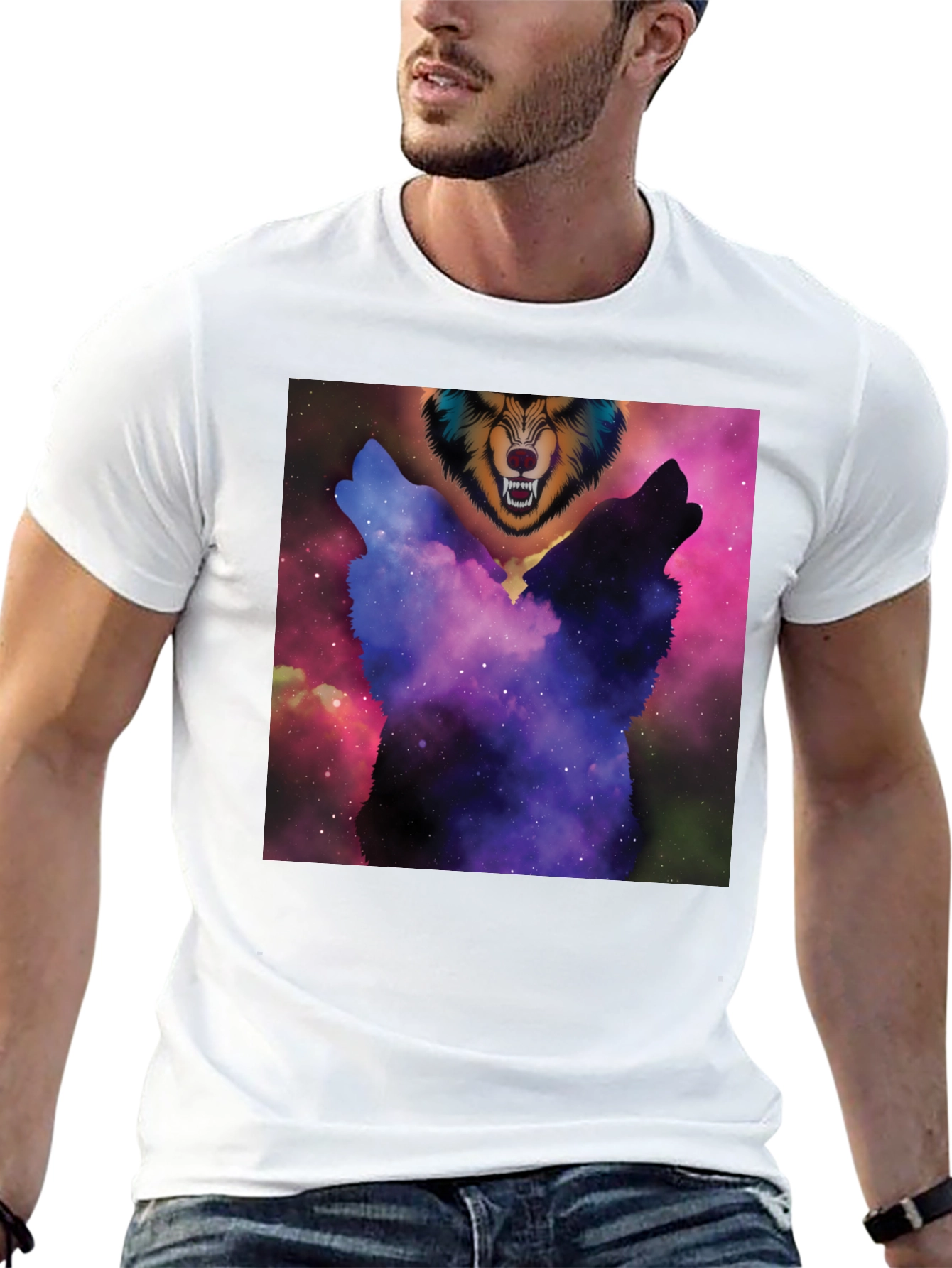 Cosmic Wolf Pack T-Shirt - Unique Graphic Tee