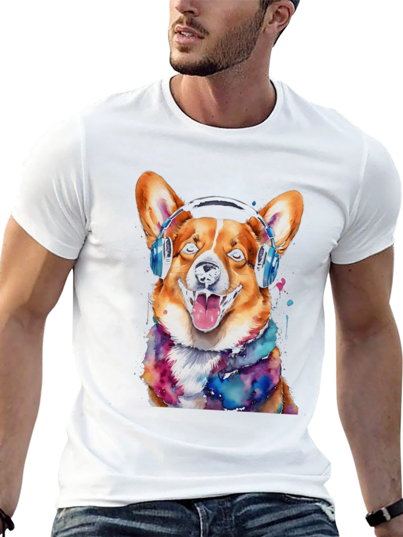 Corgi Headphone T-Shirt