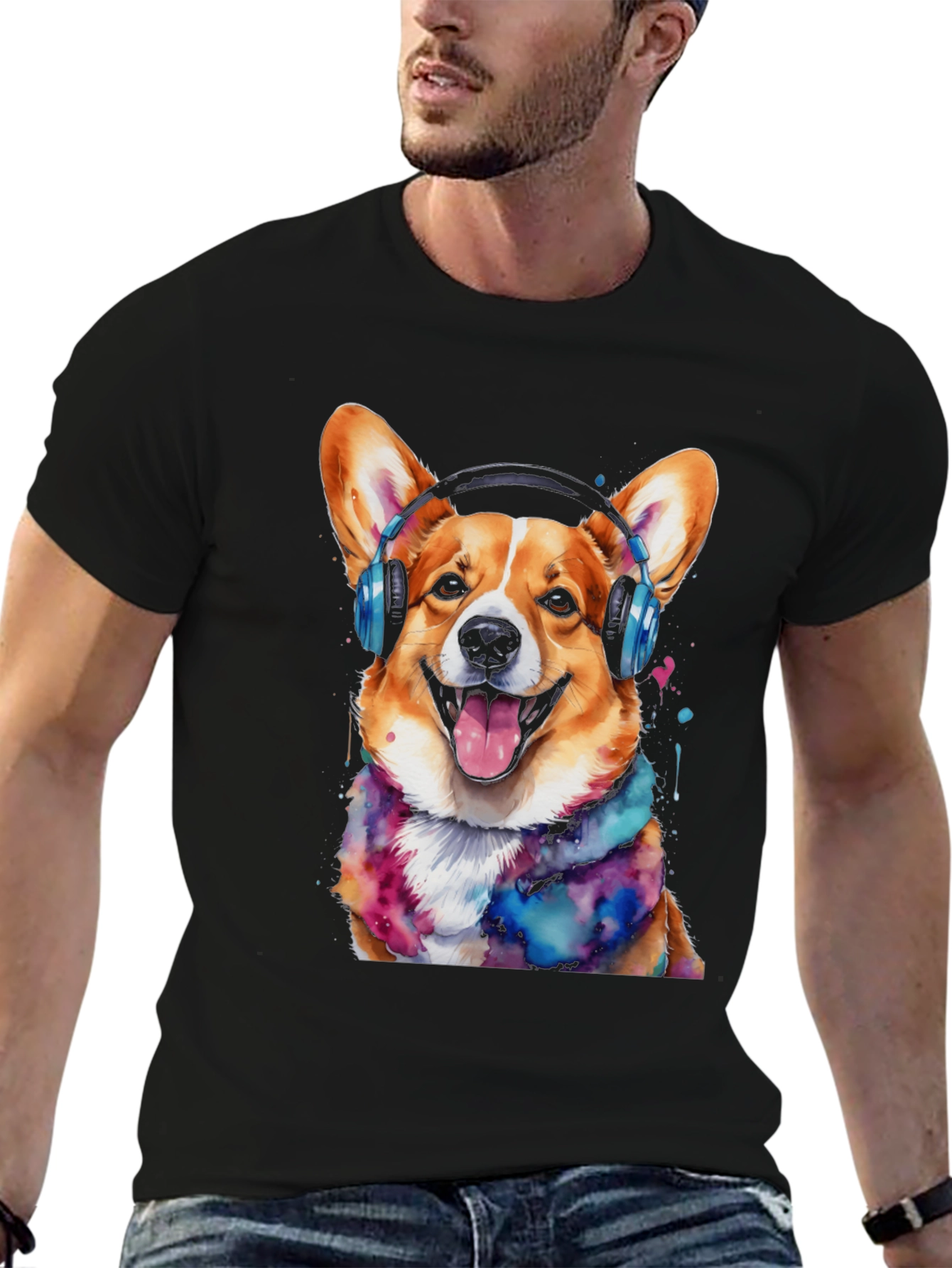 Corgi Headphone T-Shirt