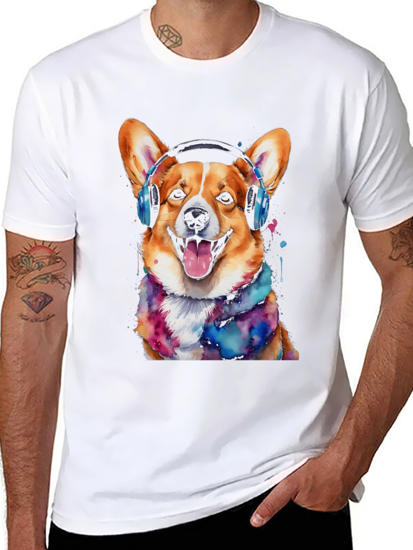 Corgi Headphone T-Shirt