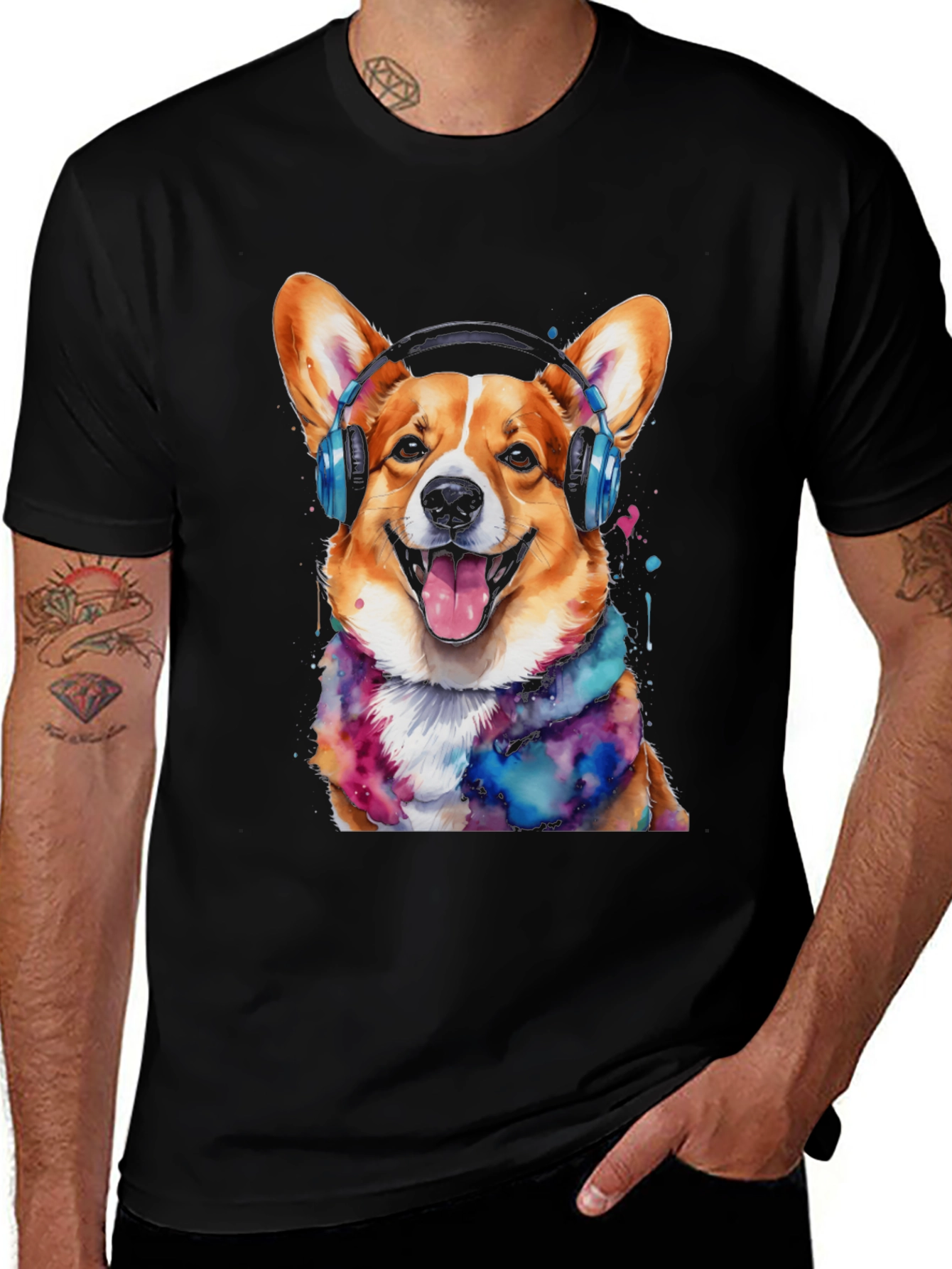 Corgi Headphone T-Shirt