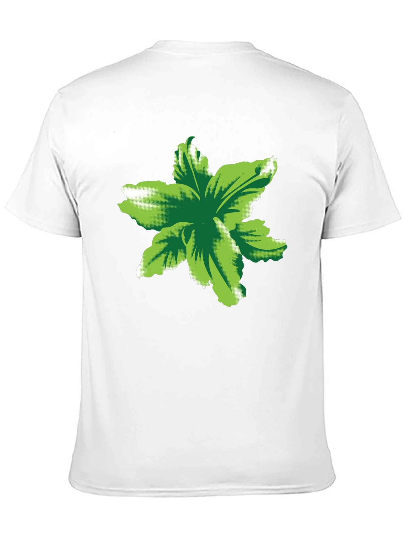 Green Floral Print Black T-Shirt