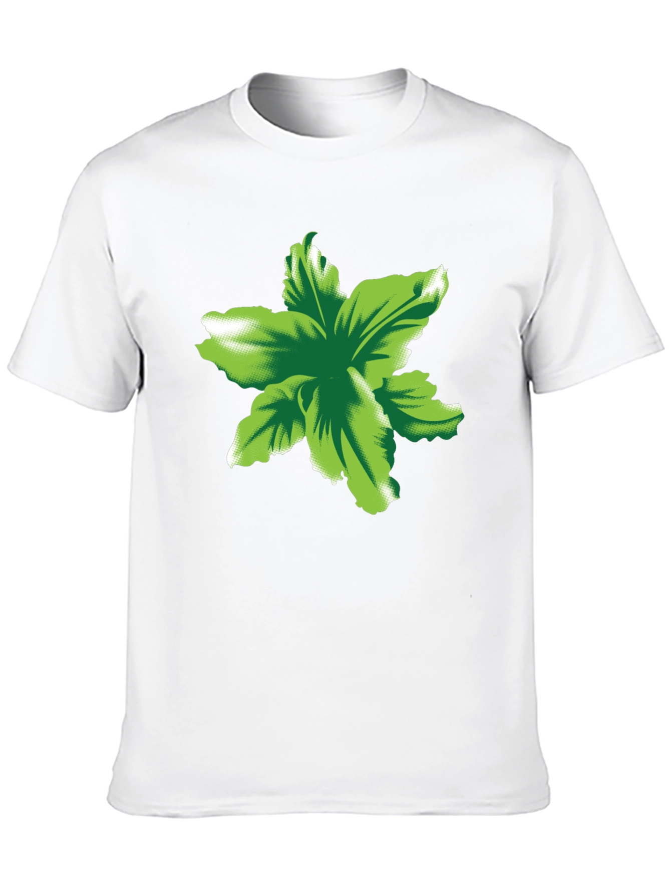 Green Floral Print Black T-Shirt