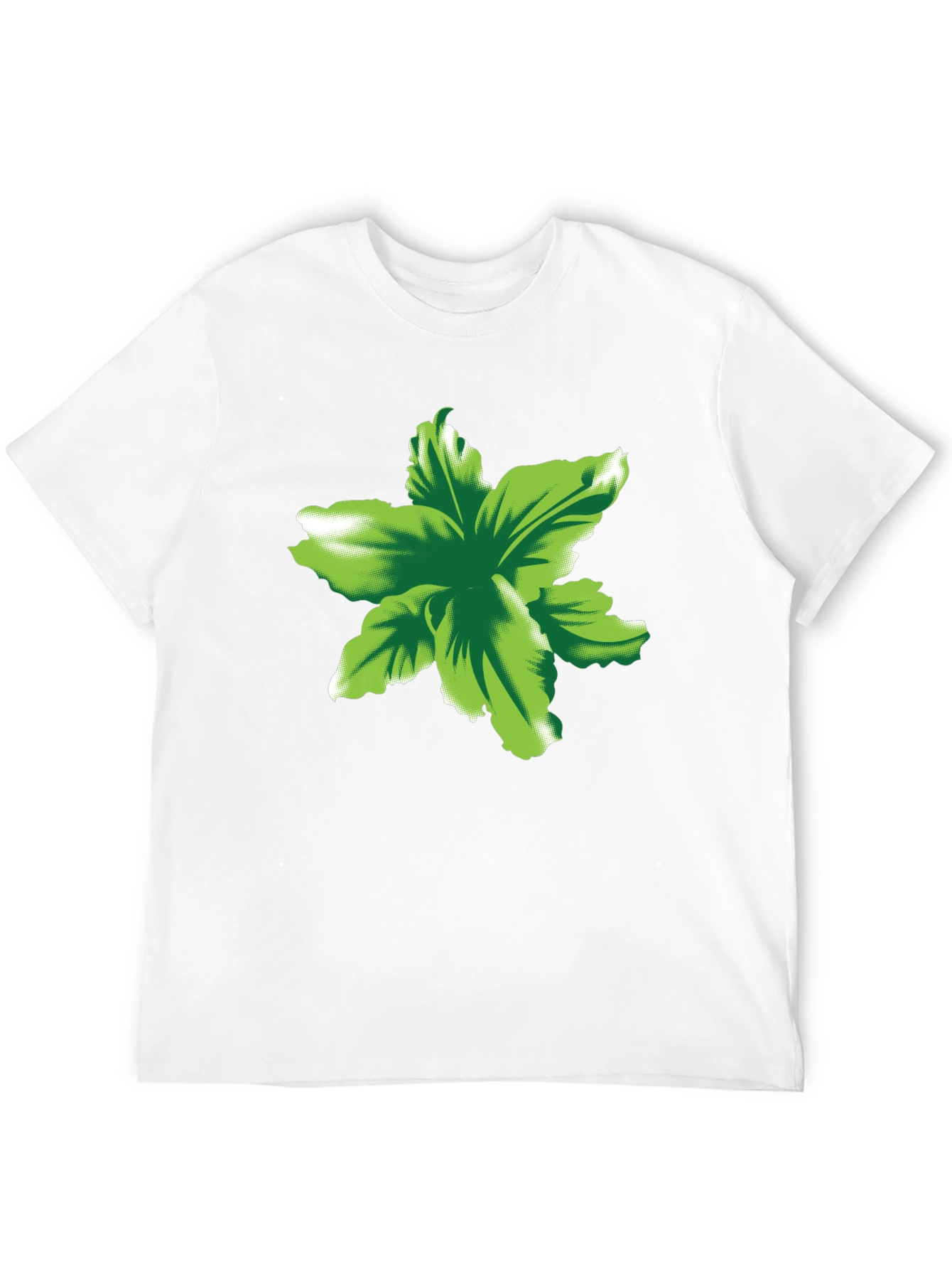 Green Floral Print Black T-Shirt