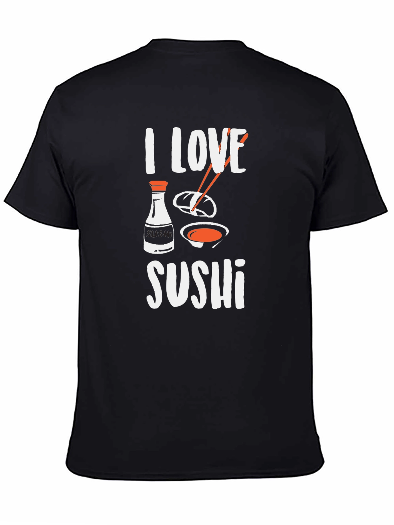 I Love Sushi Graphic Tee - Black Cotton T-Shirt