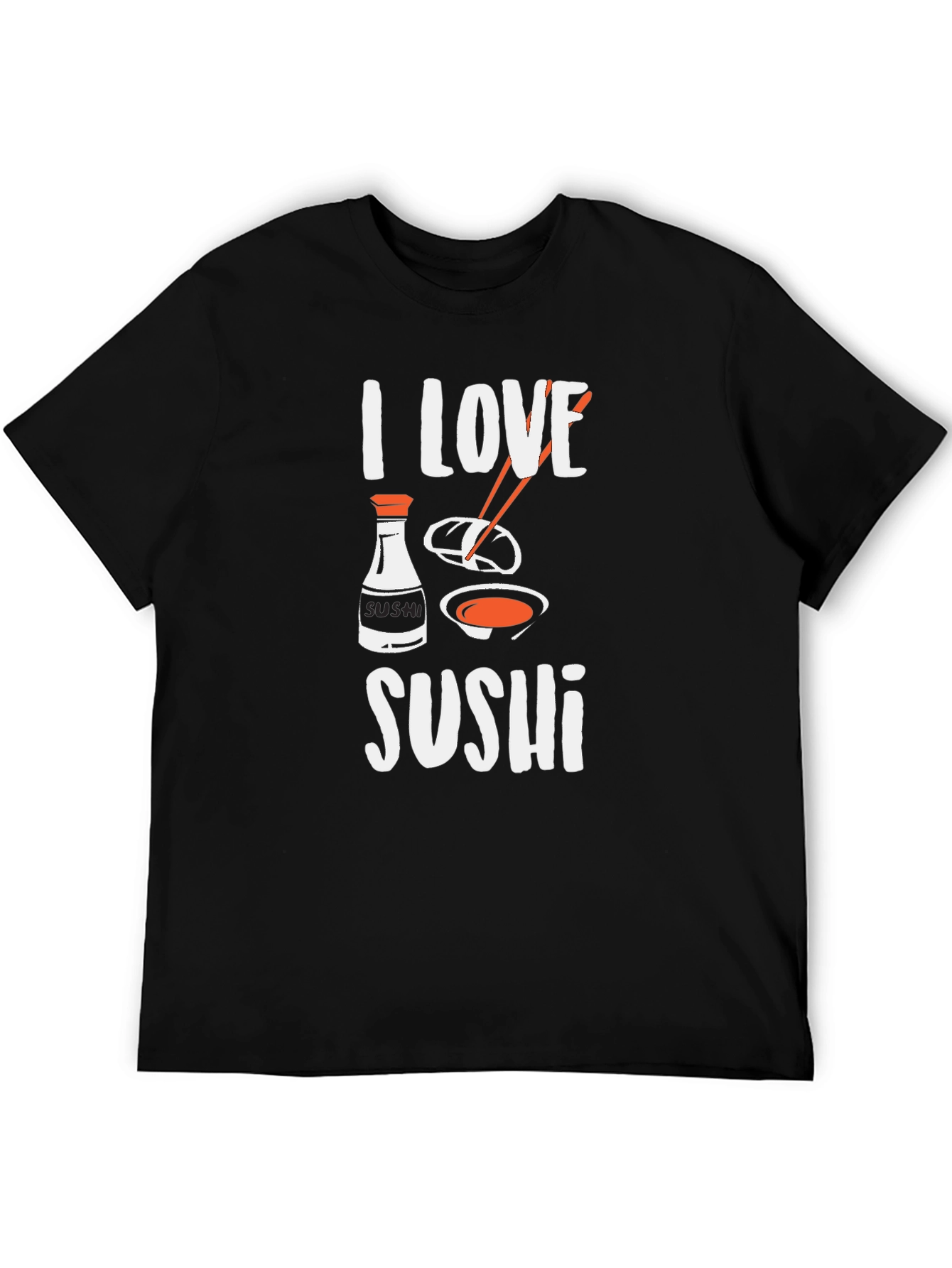 I Love Sushi Graphic Tee - Black Cotton T-Shirt