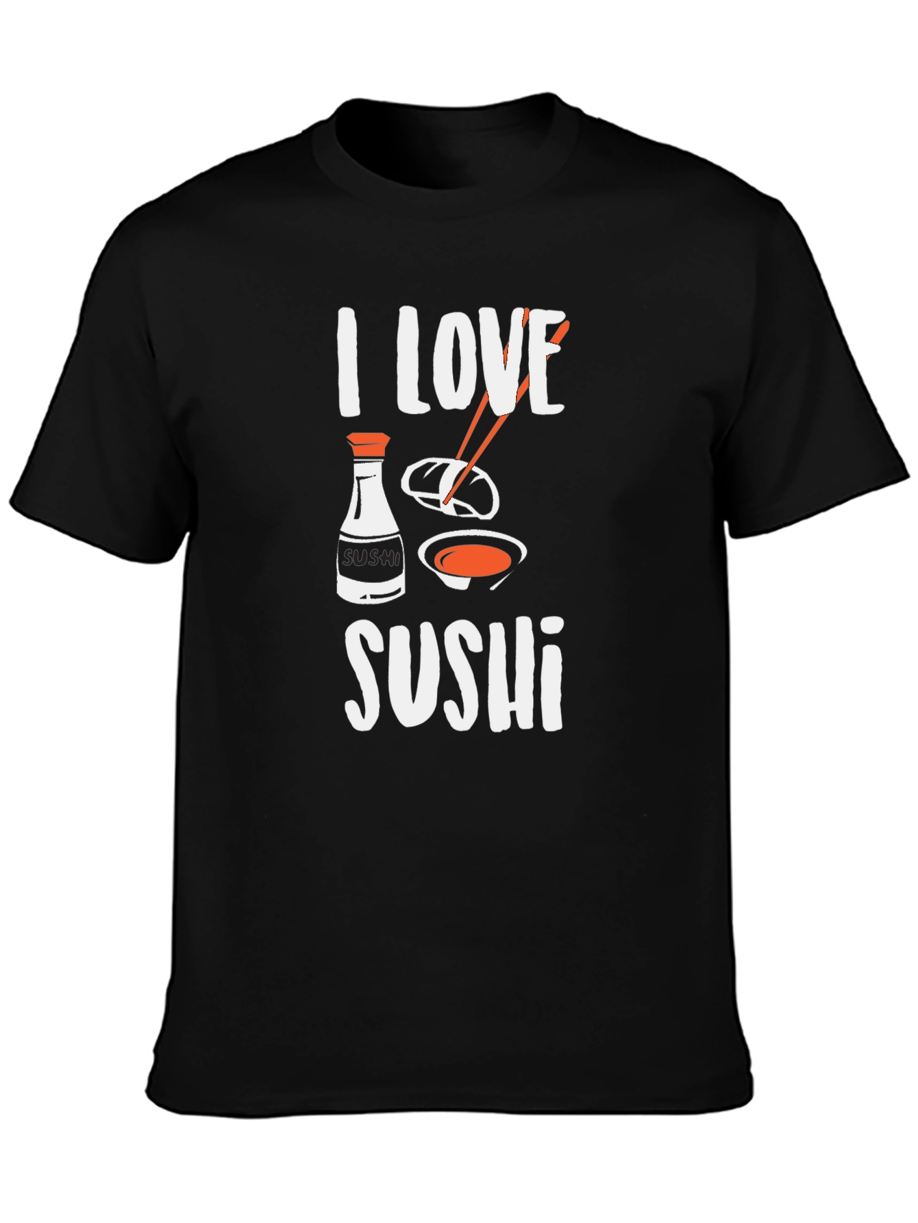 I Love Sushi Graphic Tee - Black Cotton T-Shirt