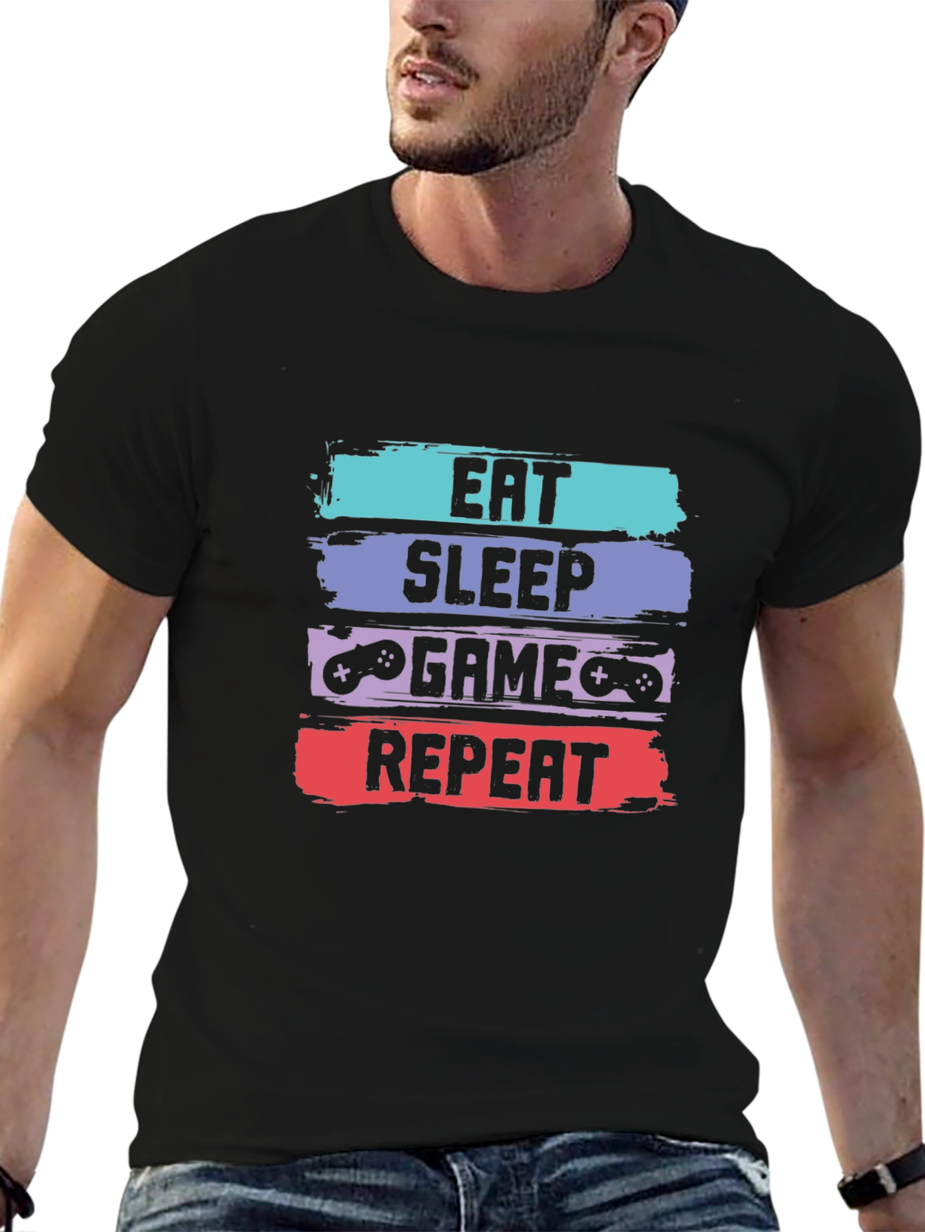 Eat Sleep Game Repeat T-Shirt - Gamer Tee