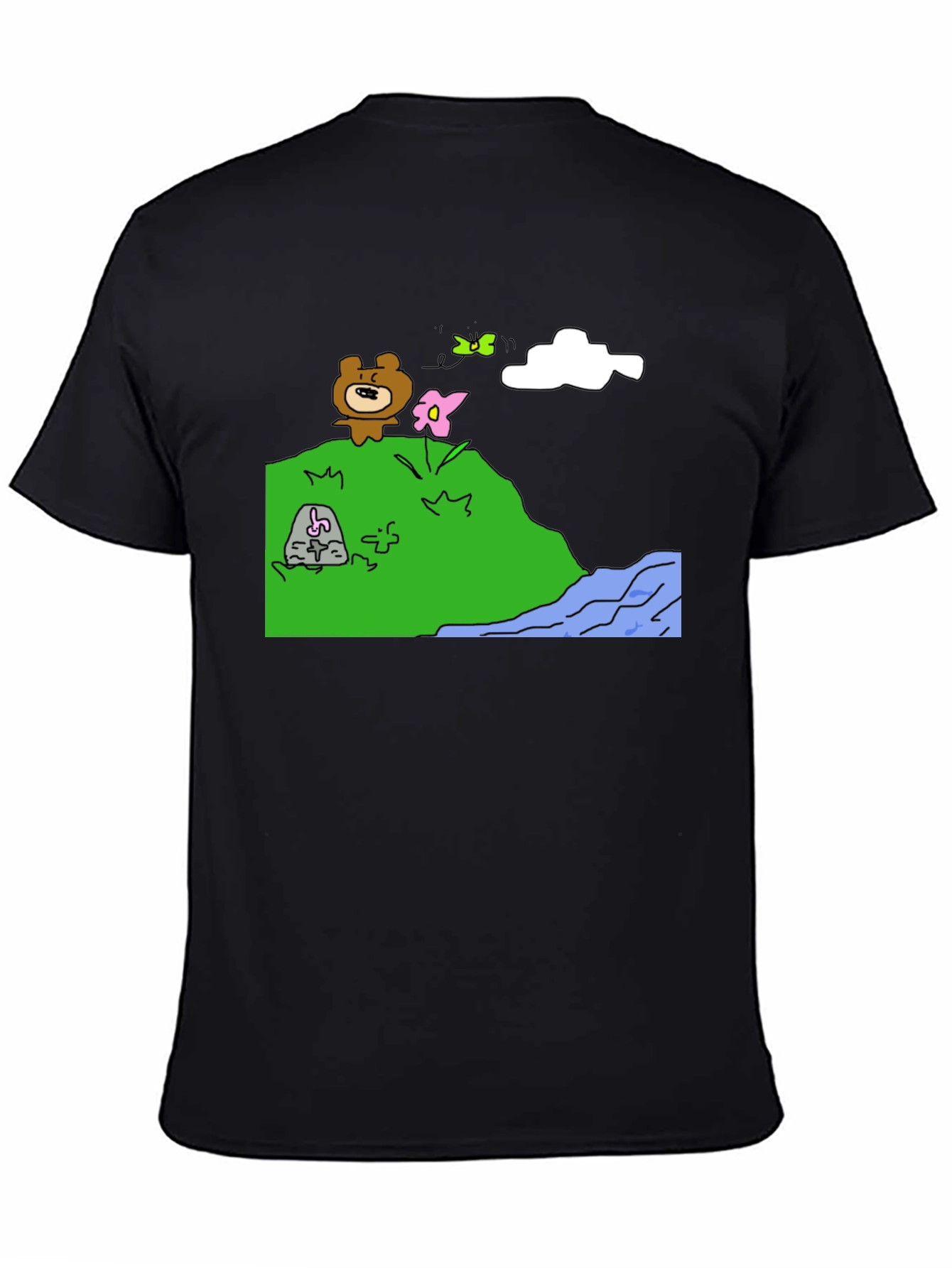 Cartoon Landscape Black T-Shirt