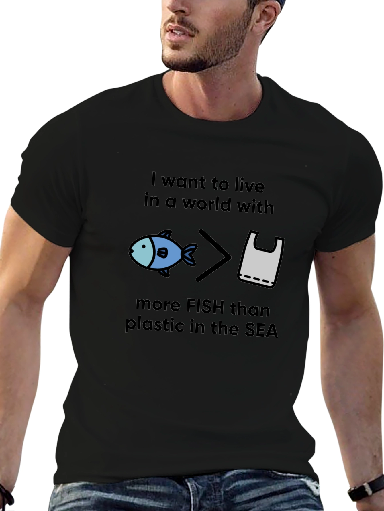 Eco-Friendly More Fish Than Plastic Graphic Tee