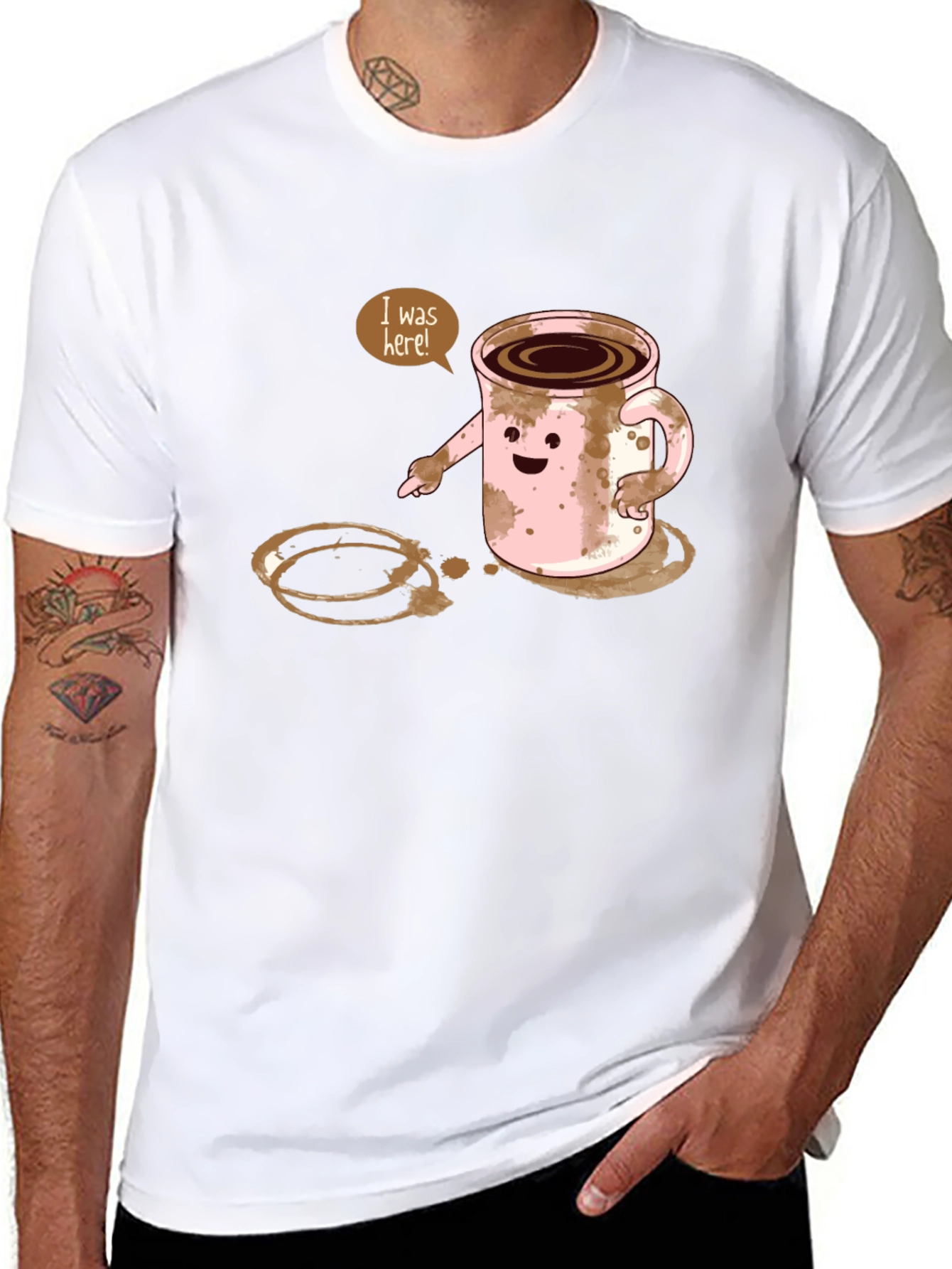 I Was Here! Funny Coffee Stain Graphic T-Shirt