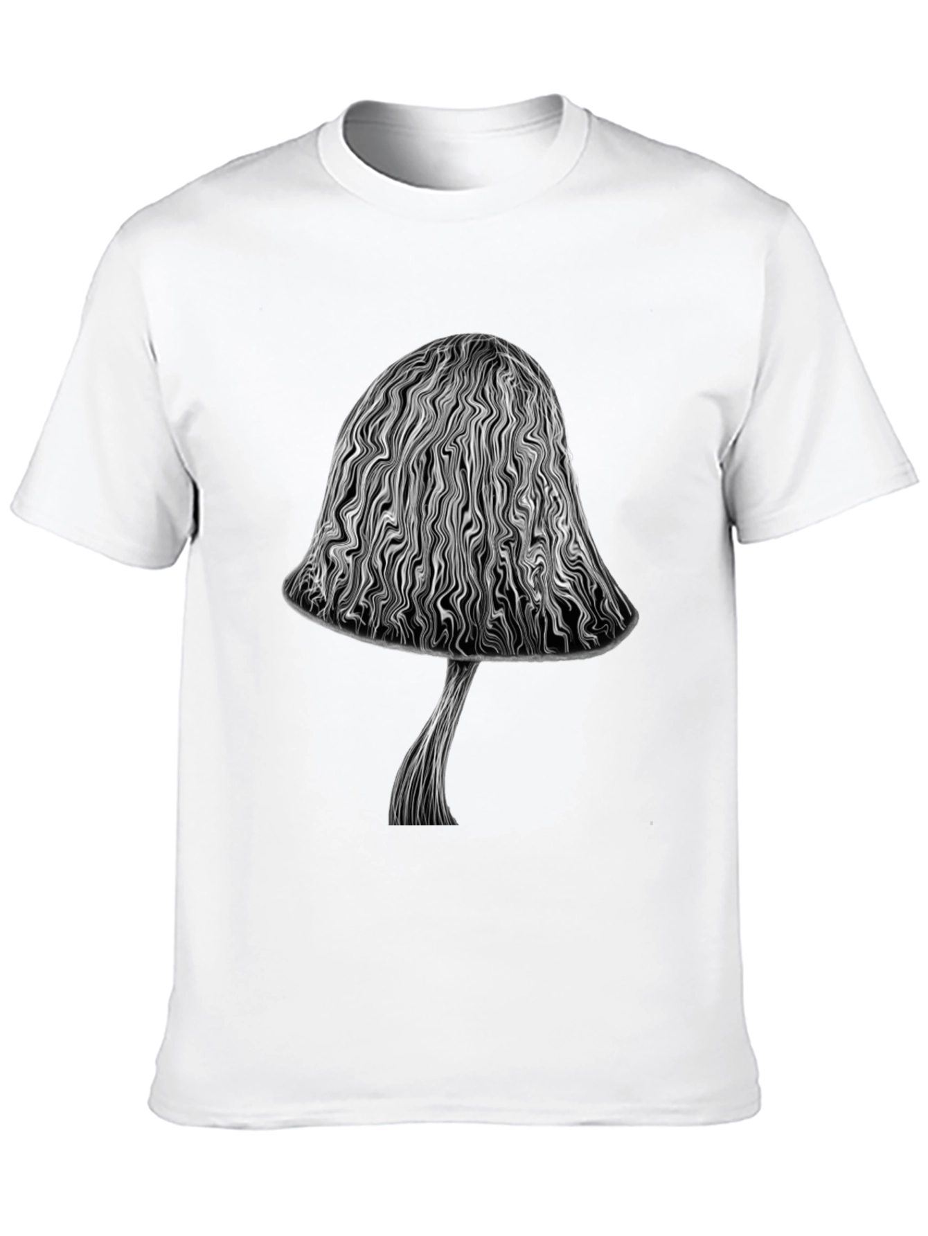 Abstract Mushroom Graphic Black T-Shirt