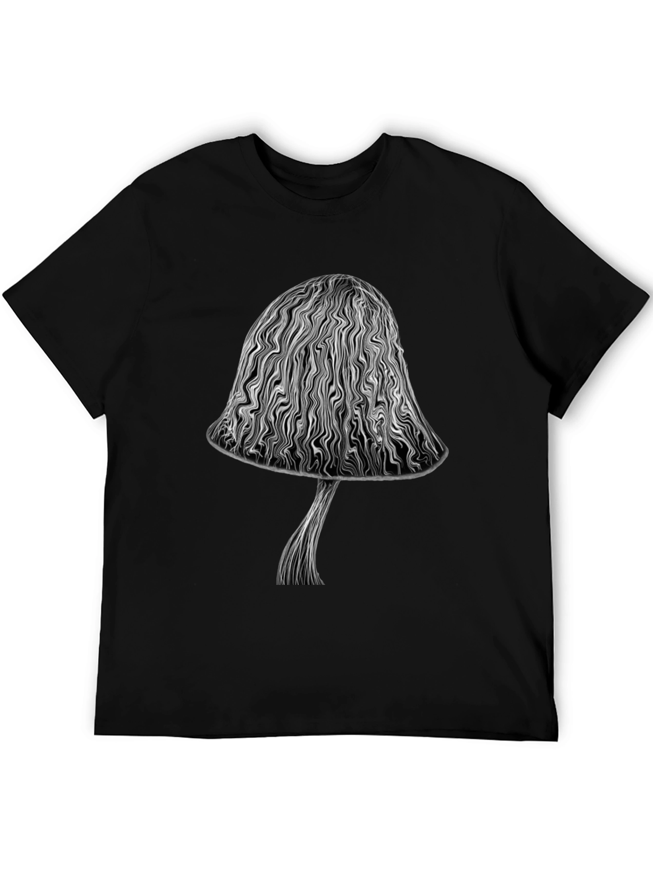 Abstract Mushroom Graphic Black T-Shirt