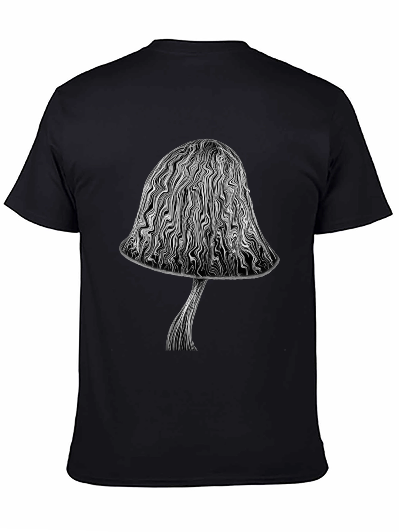 Abstract Mushroom Graphic Black T-Shirt