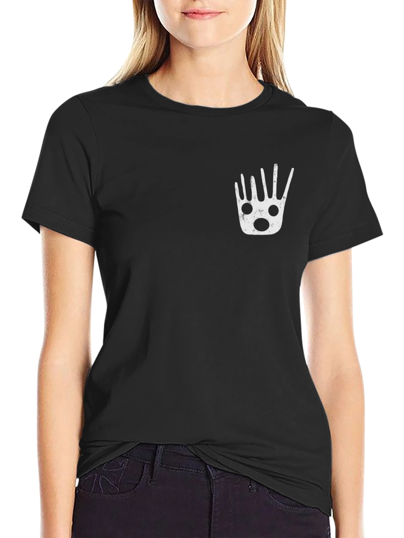 Mens Black Graphic Tee - Funky Hand Print