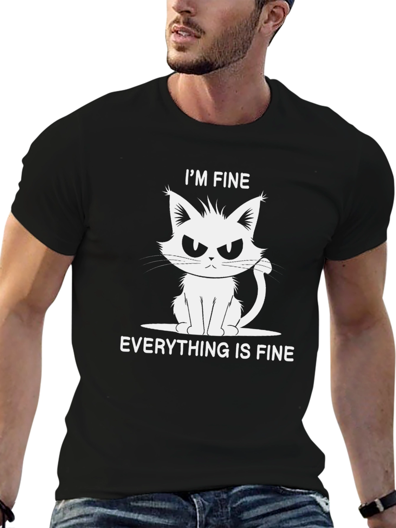 Im Fine Cat Graphic Black T-Shirt