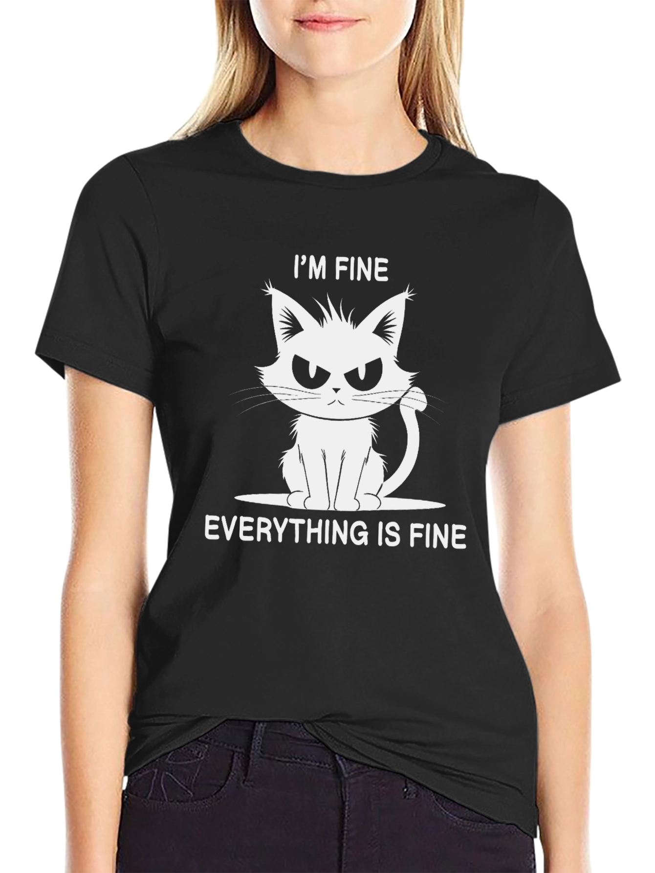 Im Fine Cat Graphic Black T-Shirt