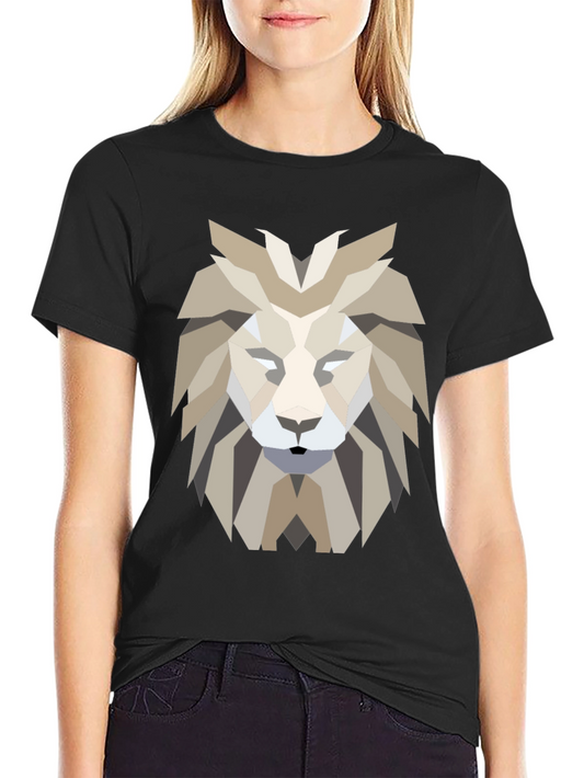 Geometric Lion Graphic Tee - Modern Design