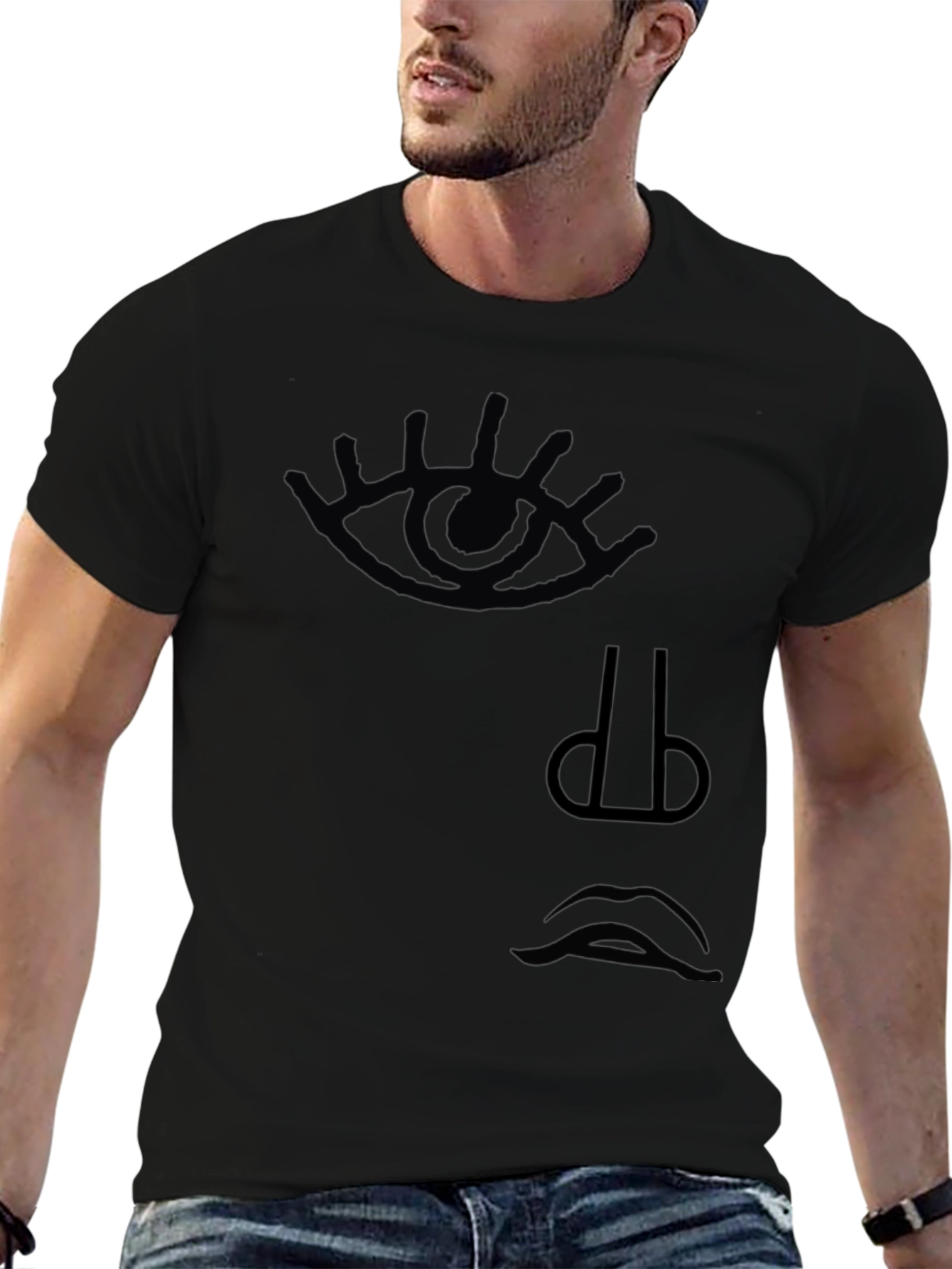 Abstract Face Graphic T-Shirt - Minimalist Design
