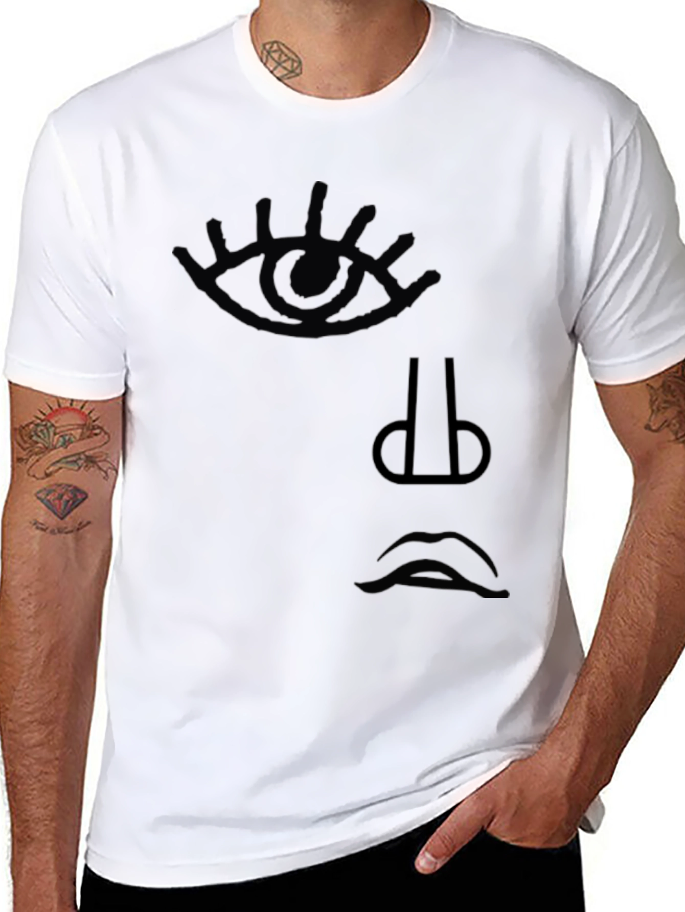 Abstract Face Graphic T-Shirt - Minimalist Design