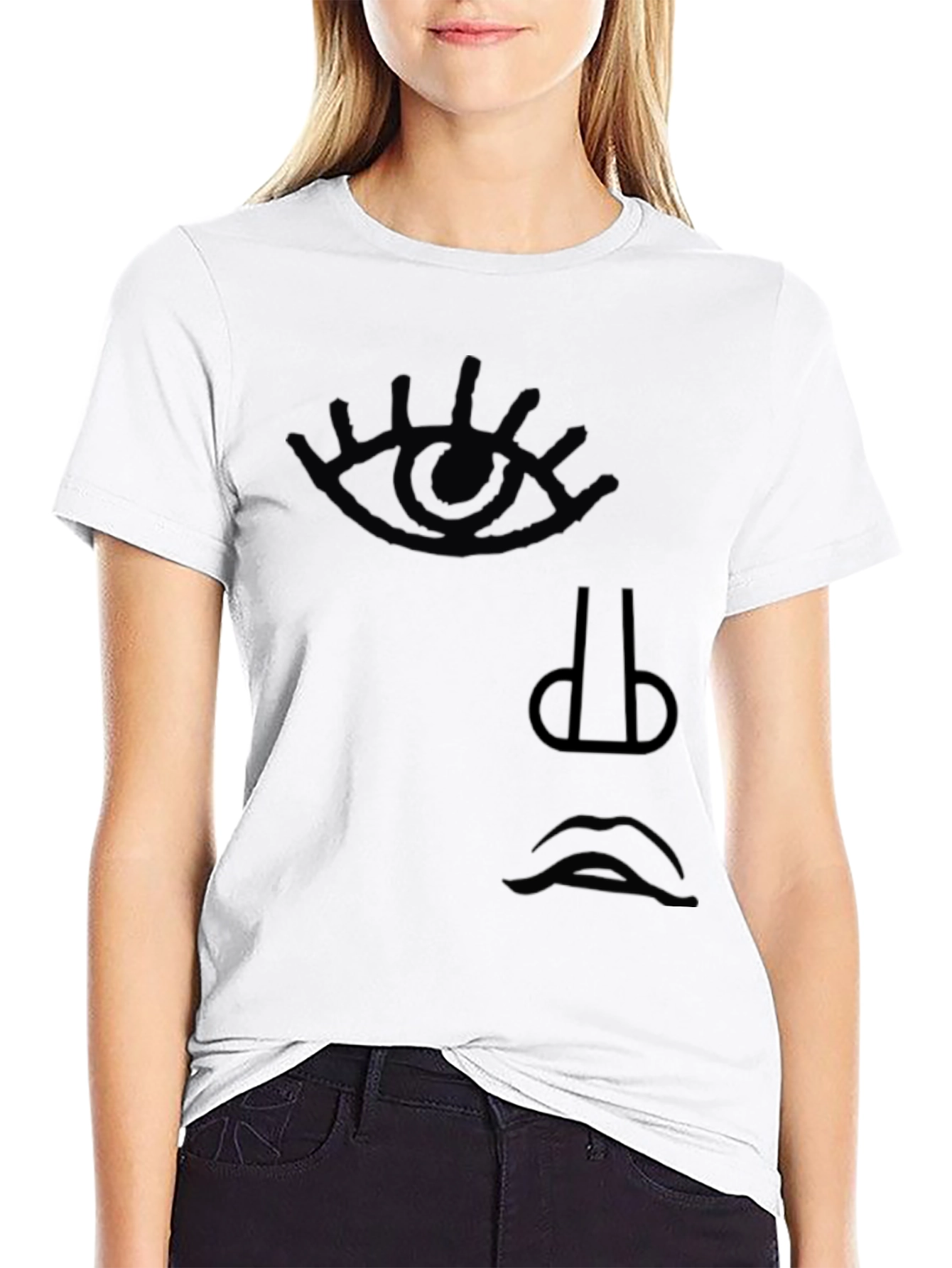 Abstract Face Graphic T-Shirt - Minimalist Design