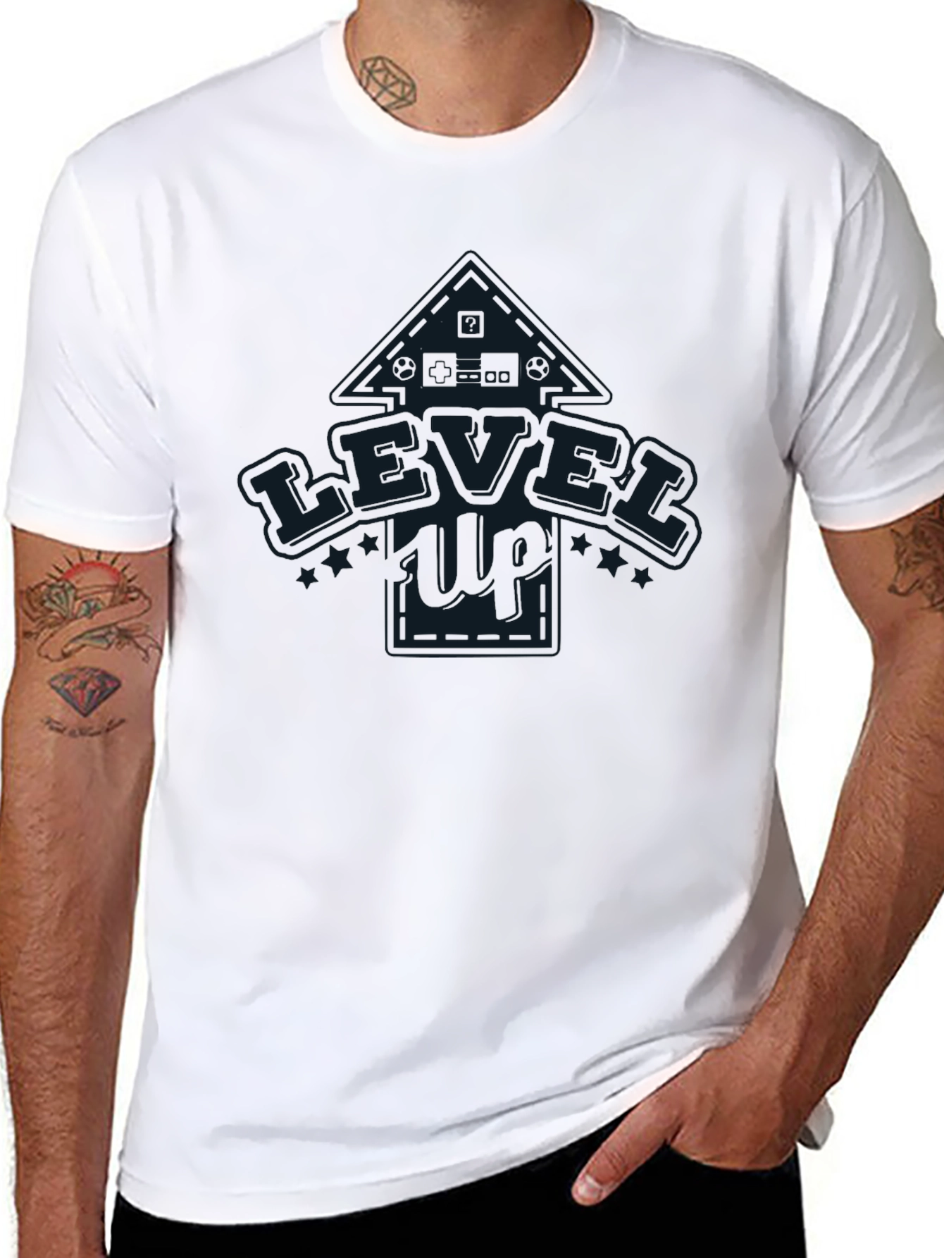 Level Up Black Graphic Tee Shirt for Men