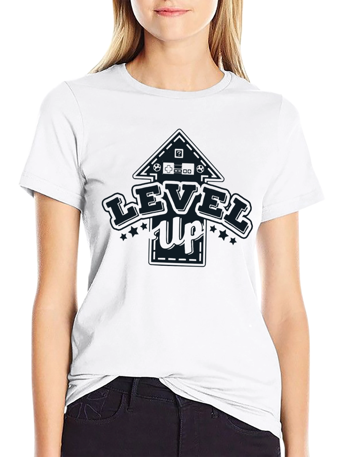 Level Up Black Graphic Tee Shirt for Men
