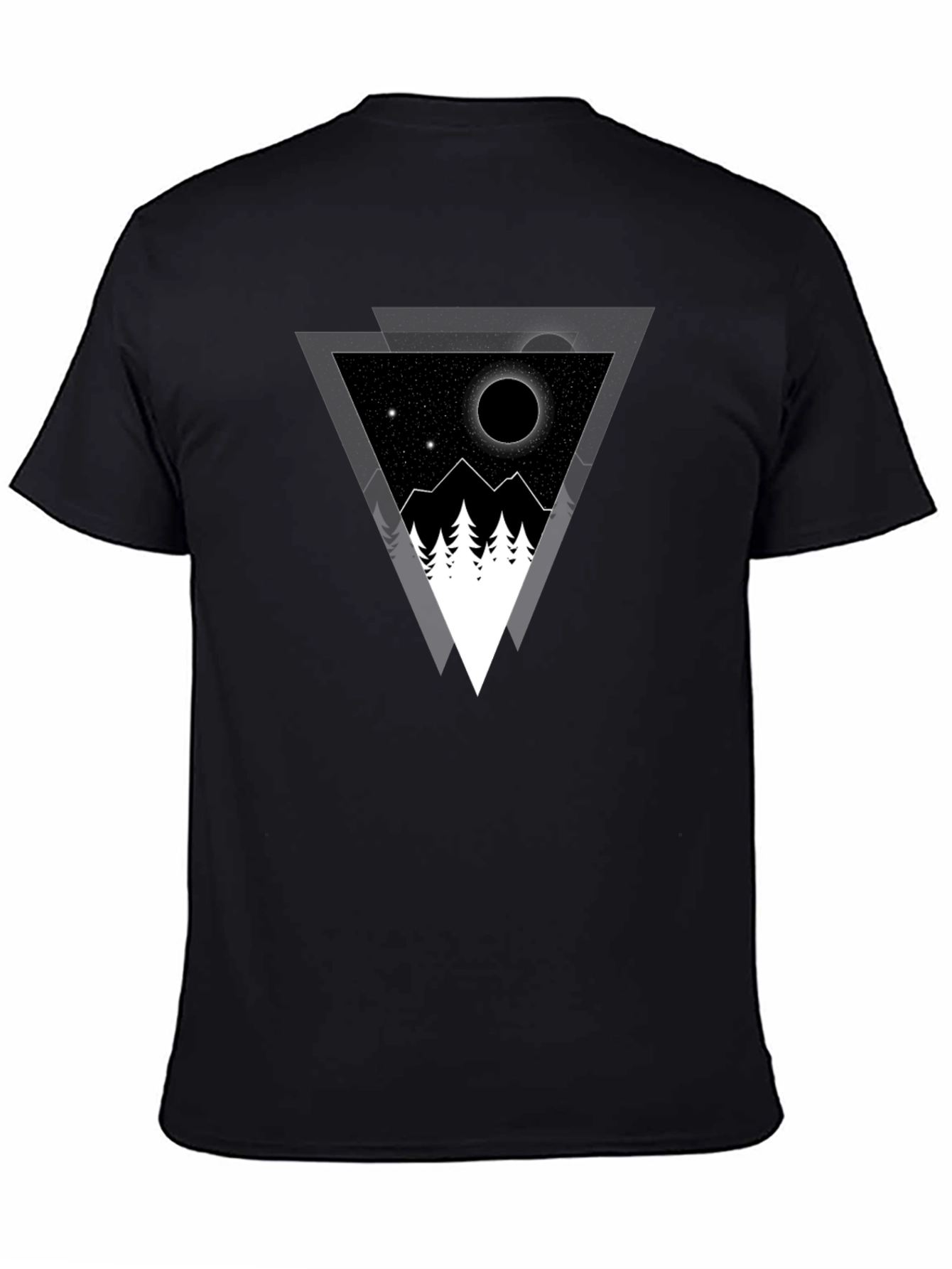 Geometric Mountainscape Graphic Tee - Black