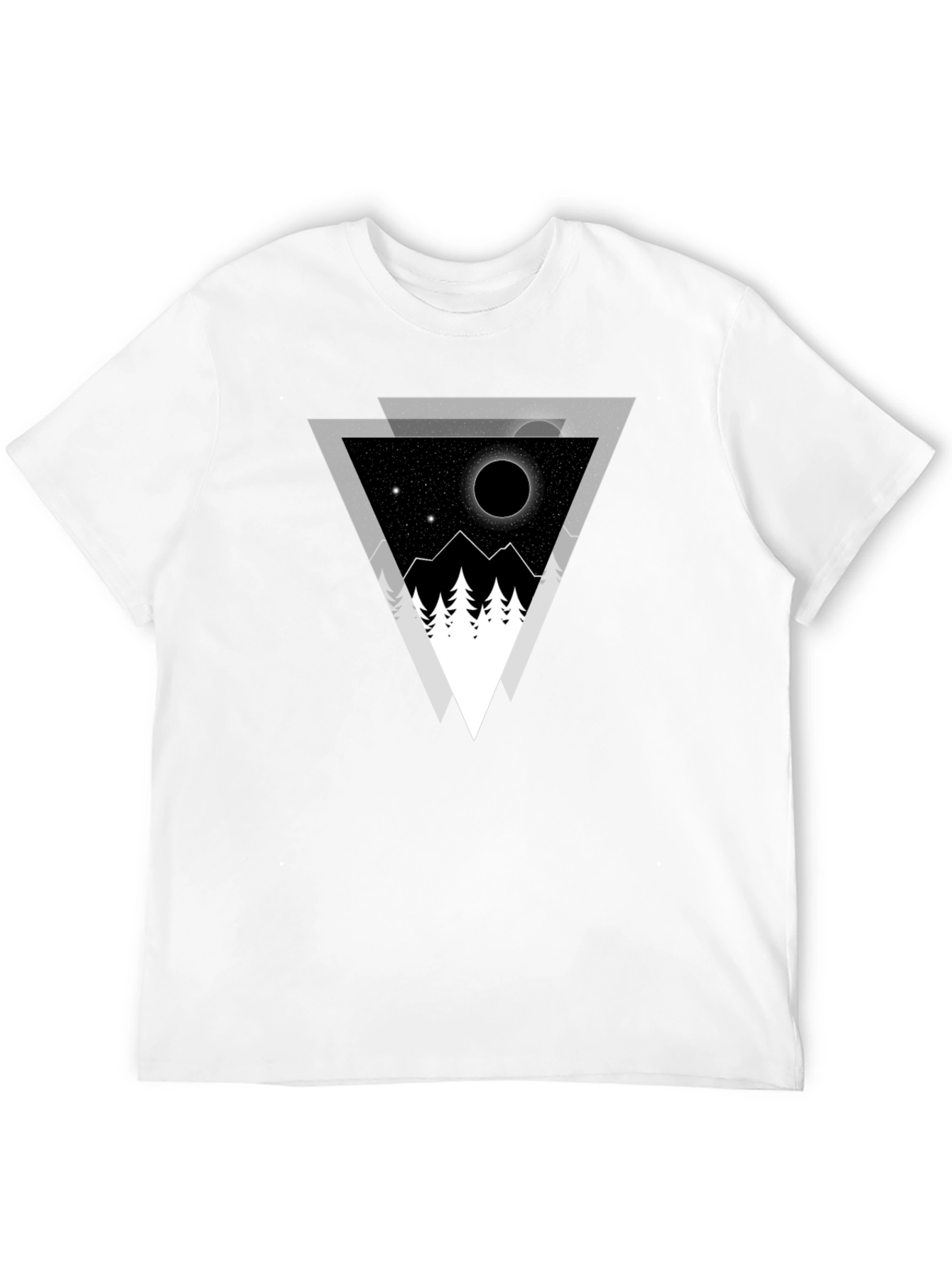 Geometric Mountainscape Graphic Tee - Black