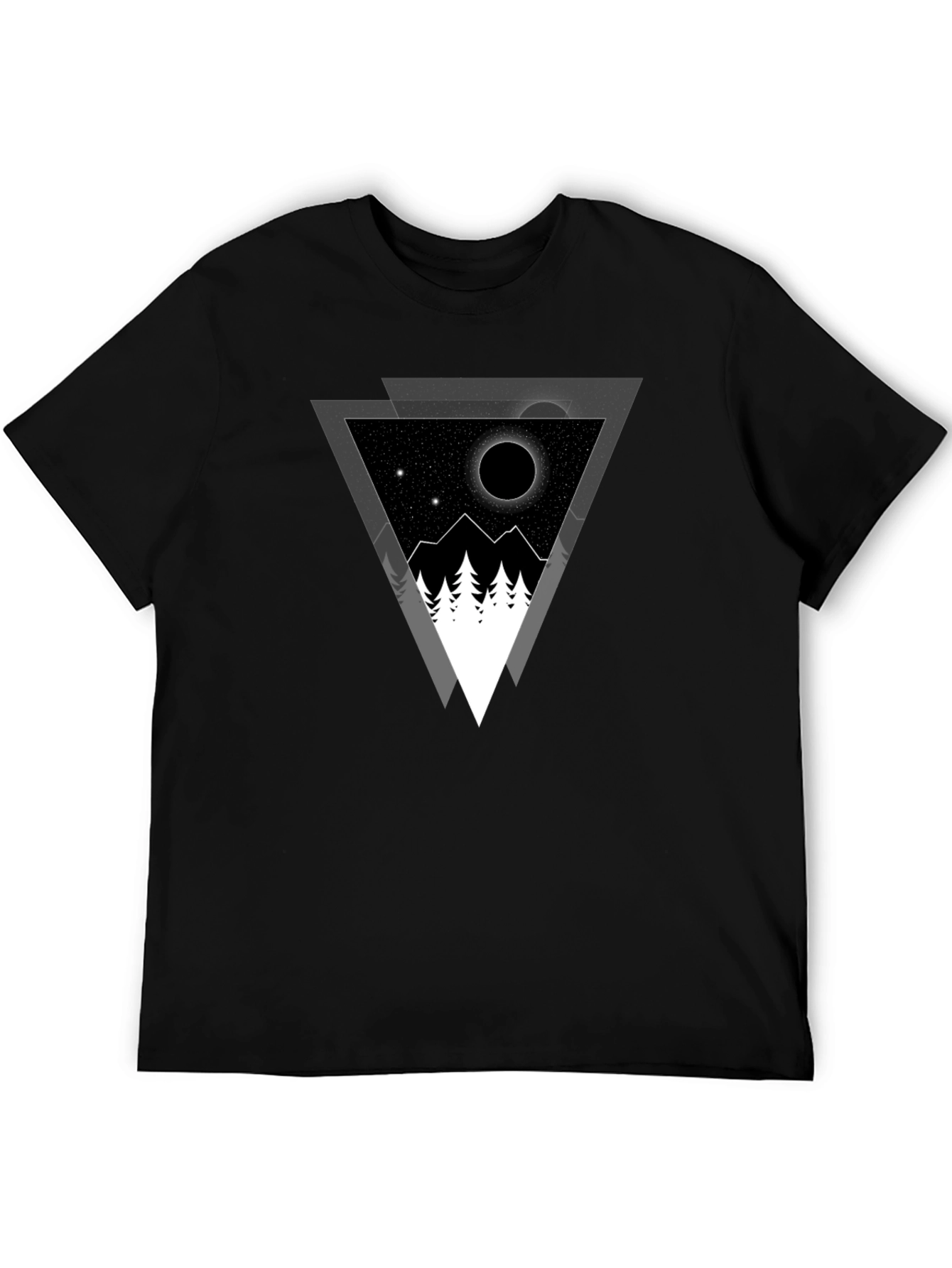 Geometric Mountainscape Graphic Tee - Black
