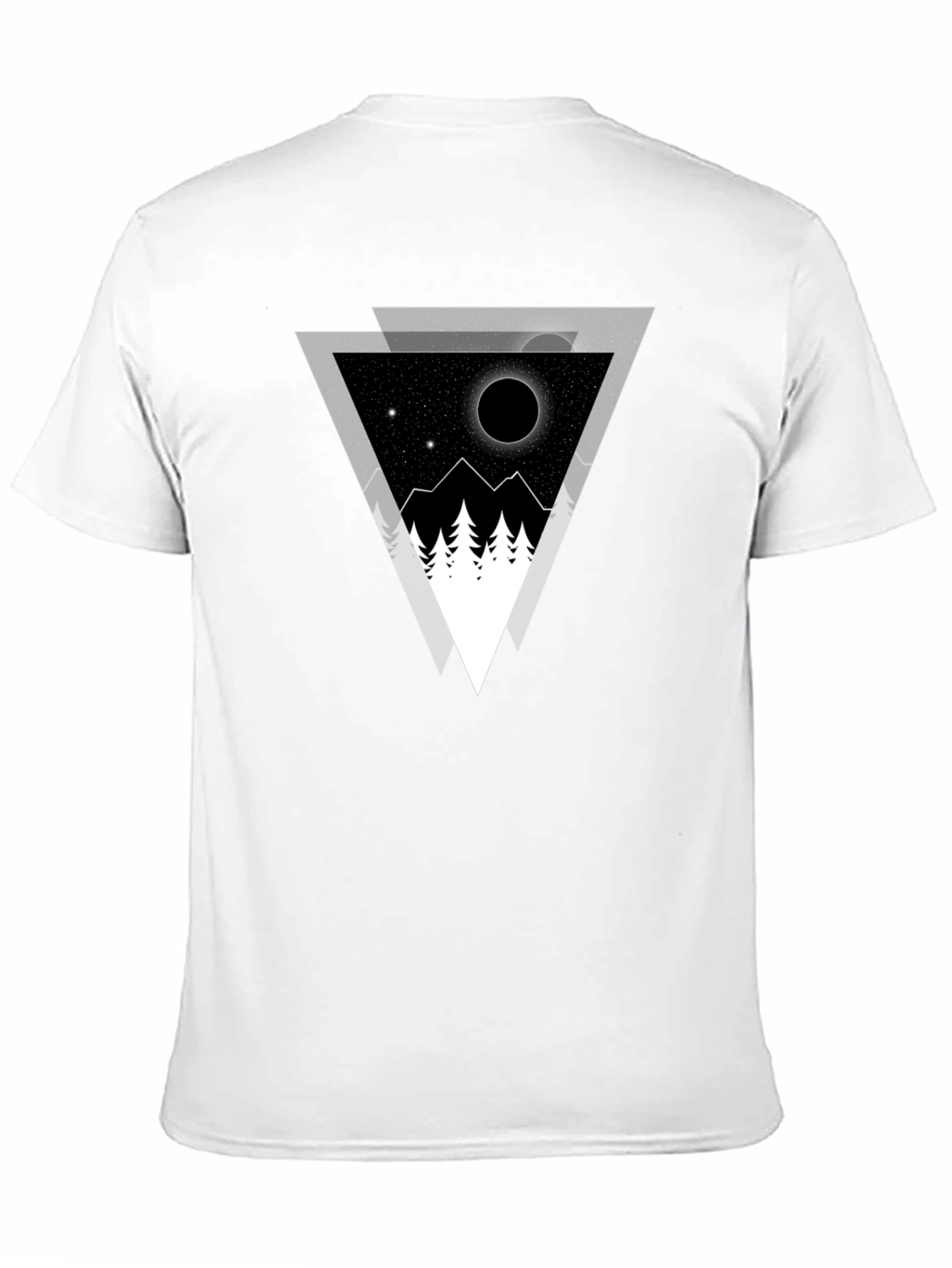 Geometric Mountainscape Graphic Tee - Black