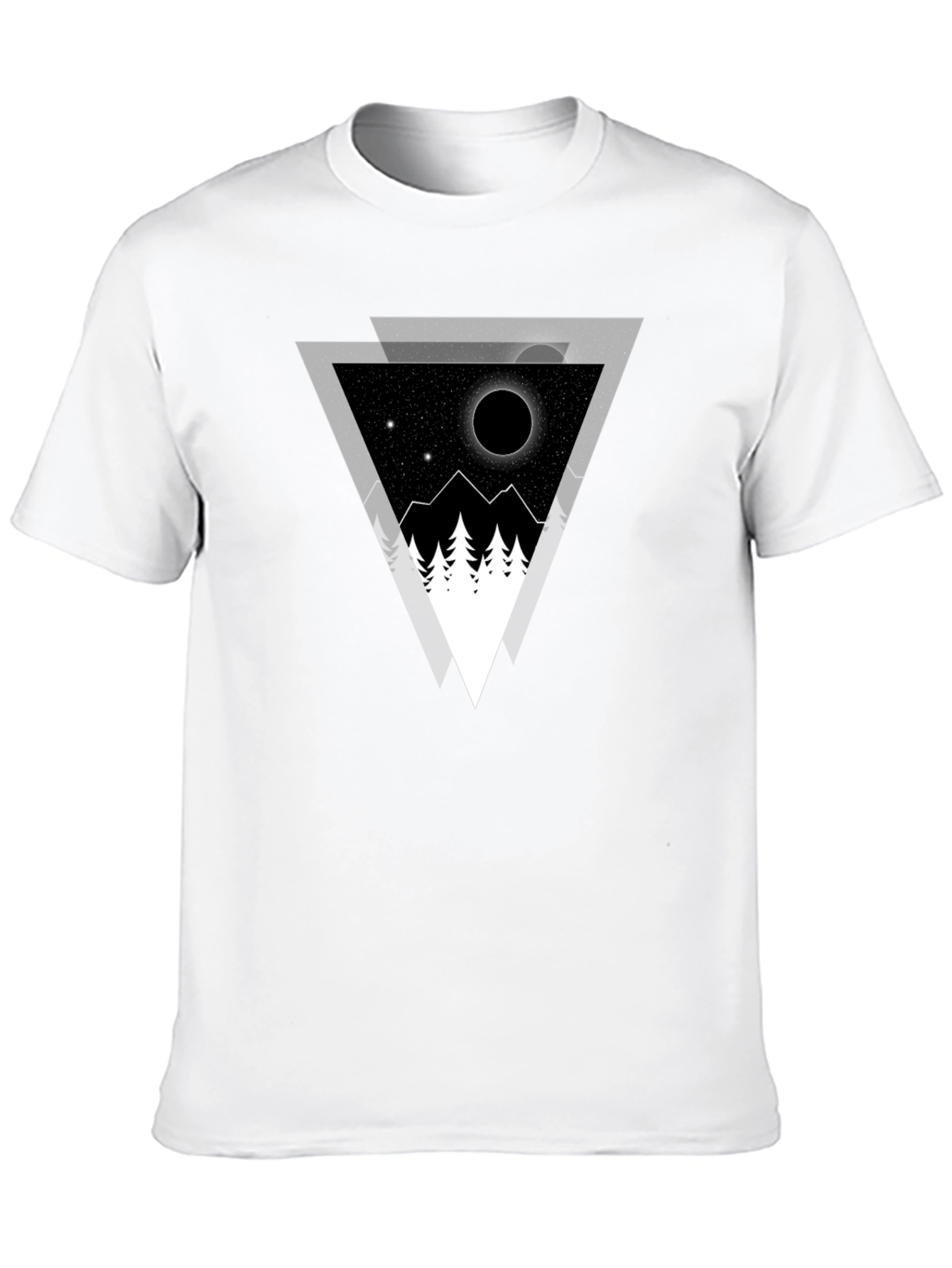 Geometric Mountainscape Graphic Tee - Black