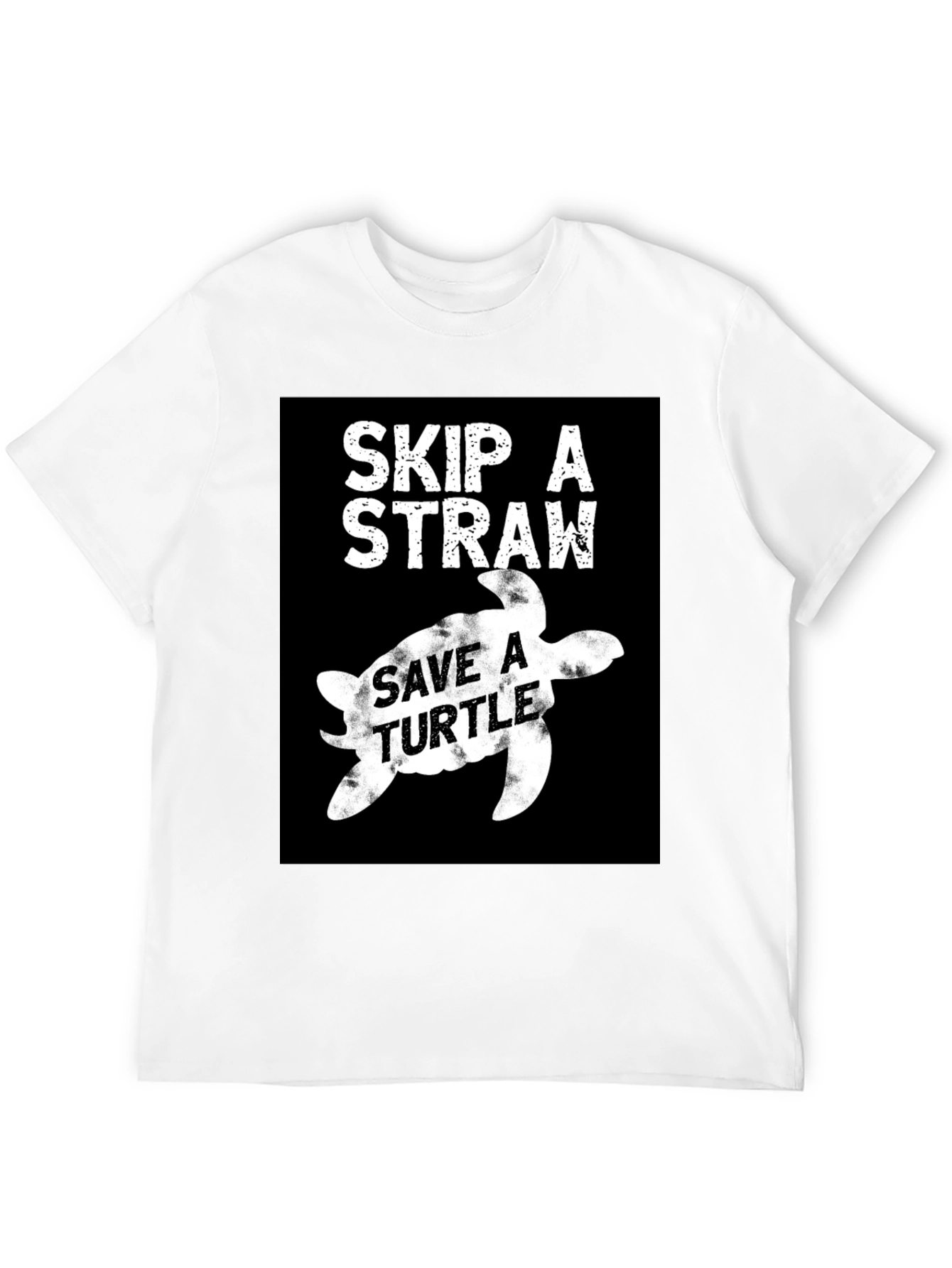Skip A Straw Save A Turtle Black T-Shirt