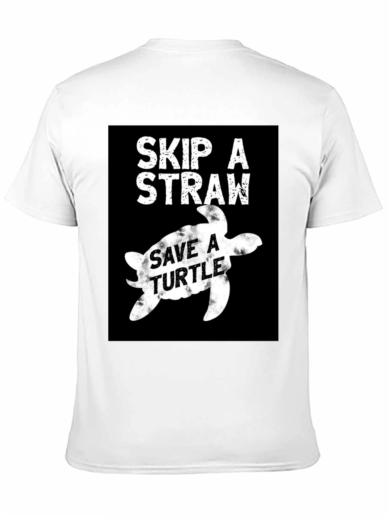 Skip A Straw Save A Turtle Black T-Shirt