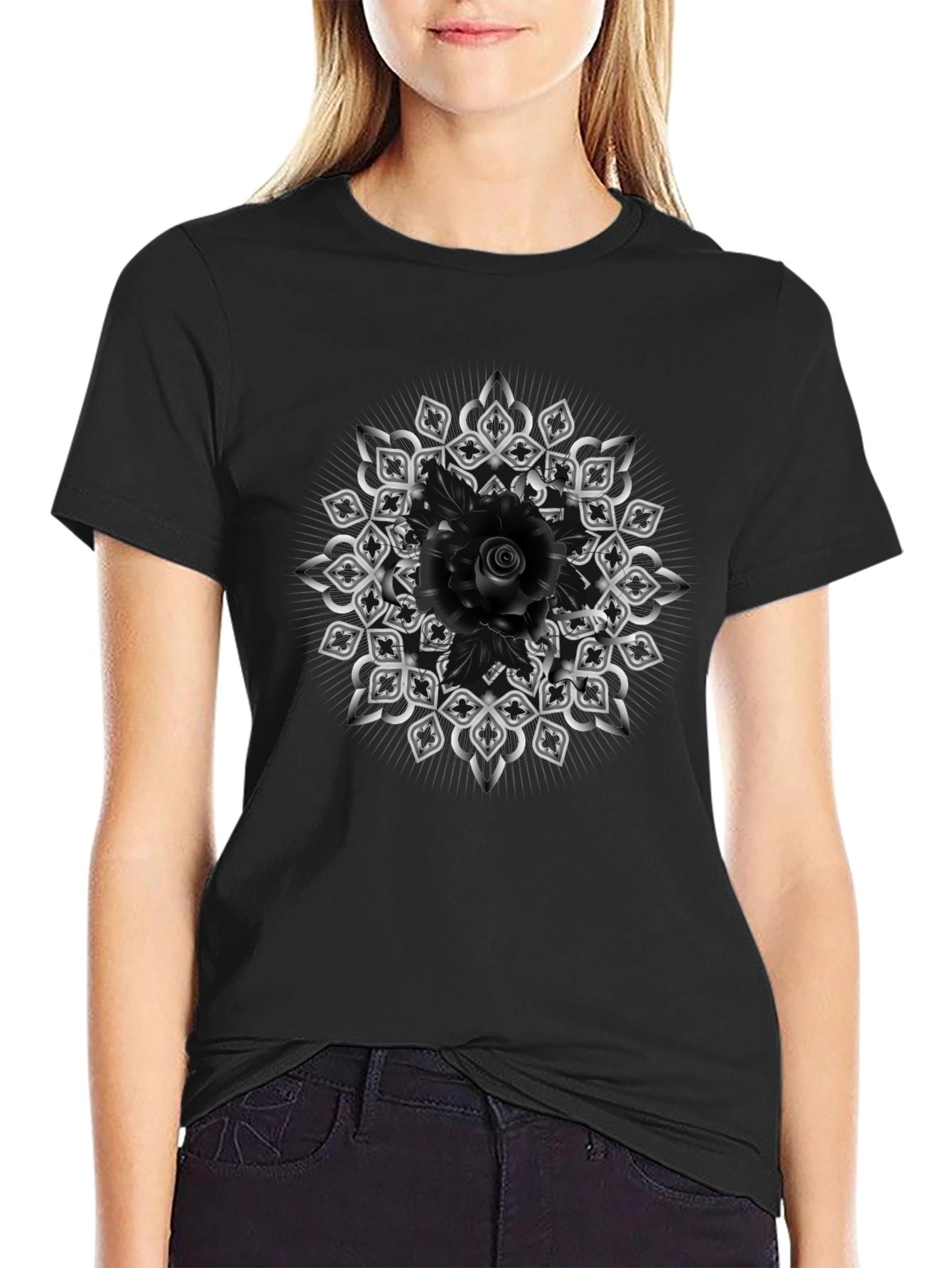 Gothic Rose Mandala T-Shirt