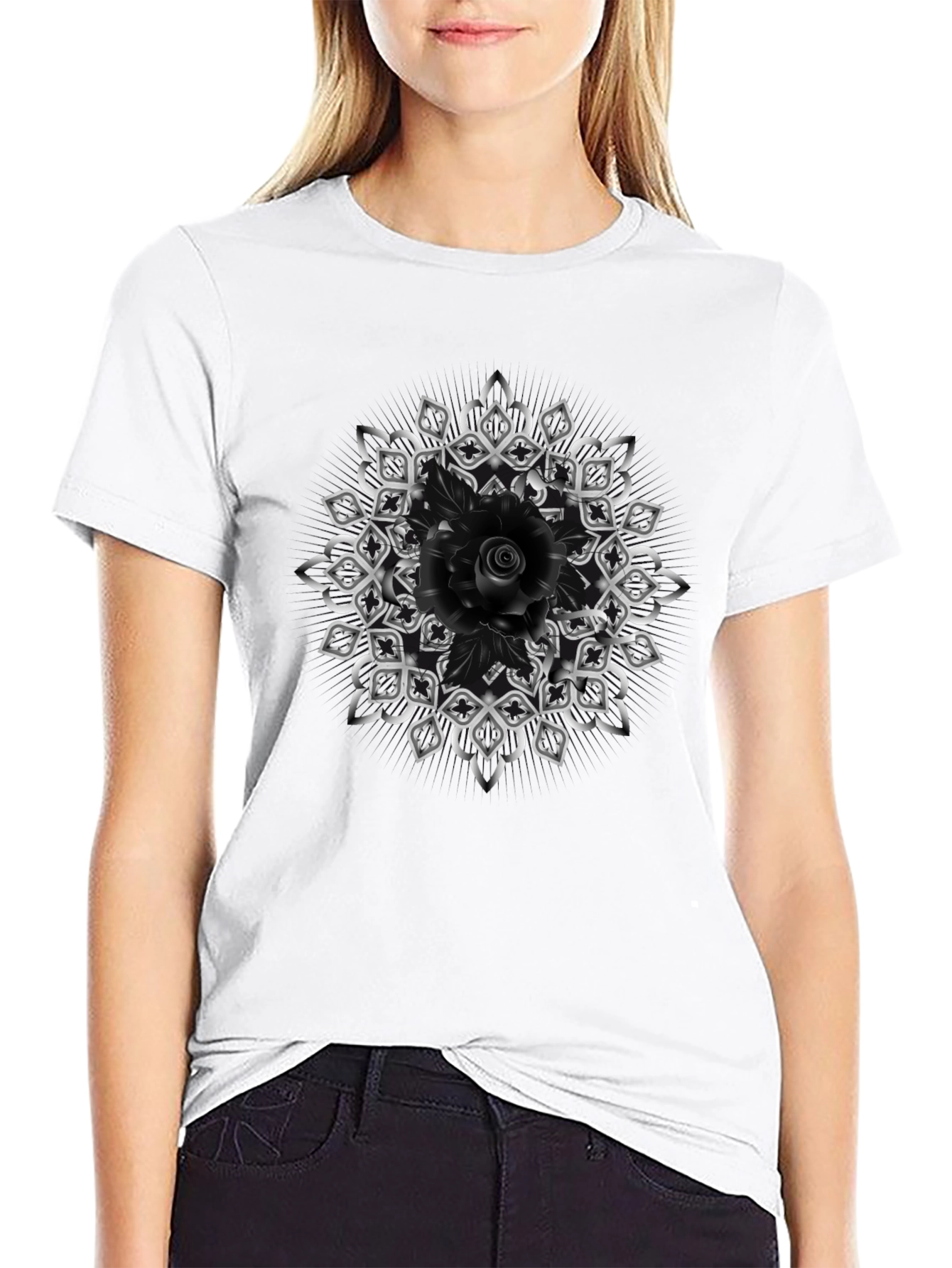 Gothic Rose Mandala T-Shirt