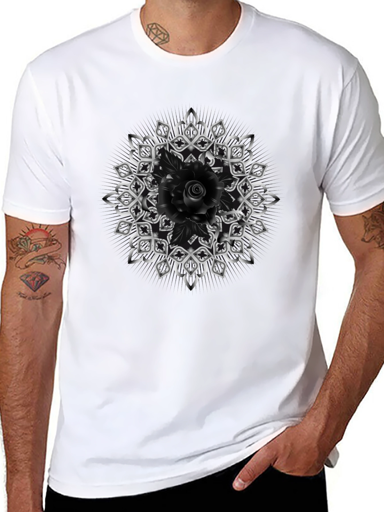 Gothic Rose Mandala T-Shirt