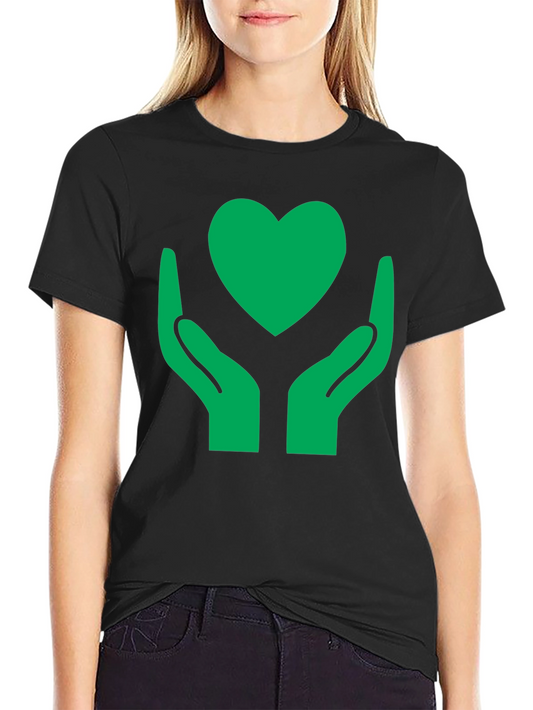 Hands Holding Heart Graphic Tee - Black