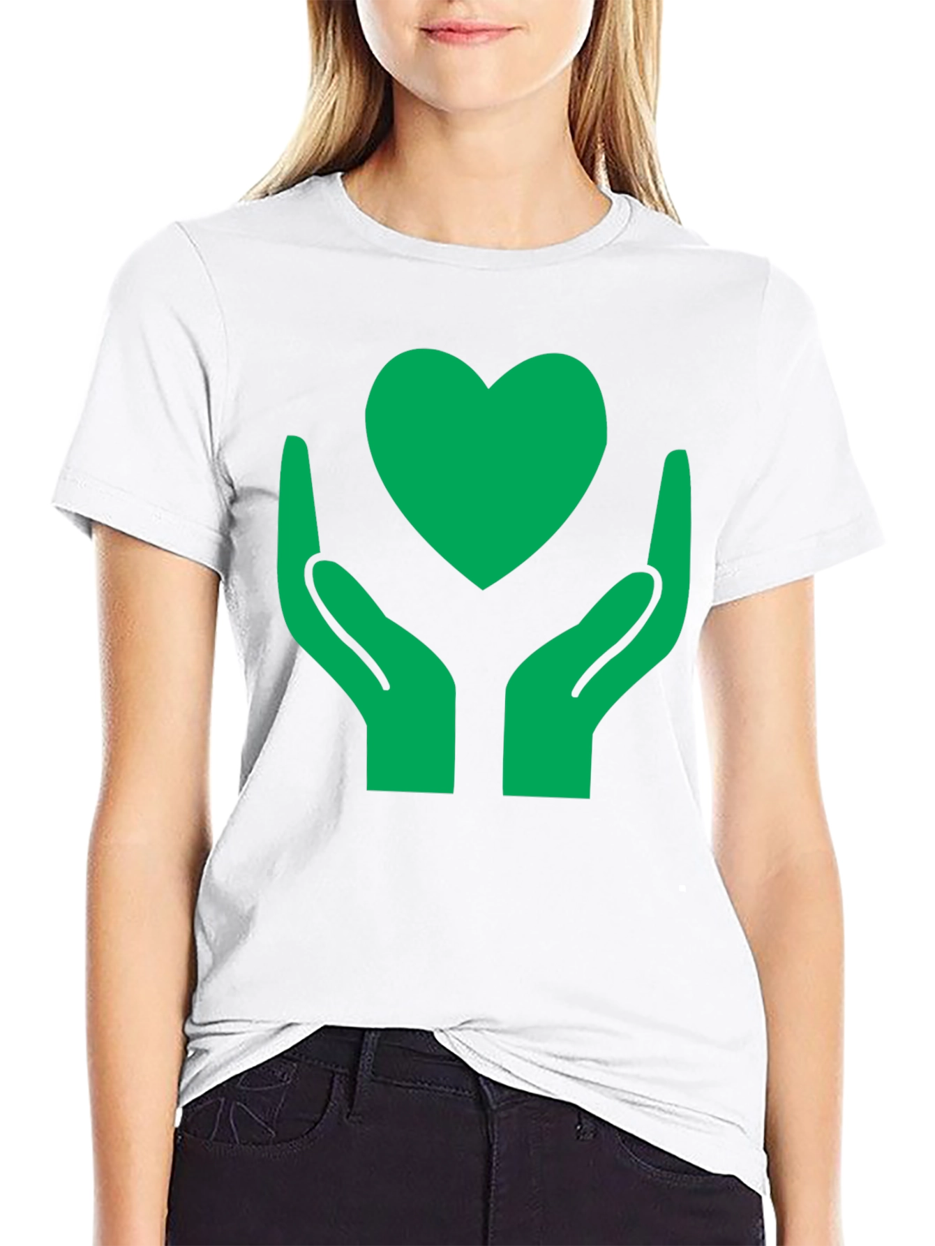 Hands Holding Heart Graphic Tee - Black